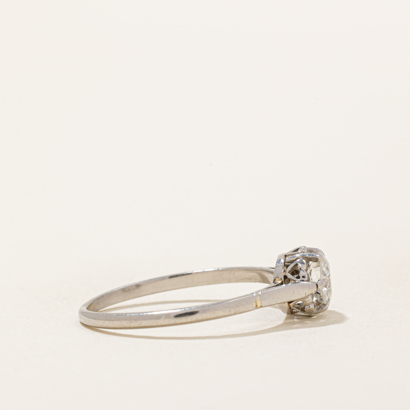 Early 1900s Platinum Old European Cut Diamond Engagement Ring | 0.42ct | SZ 6.75 |