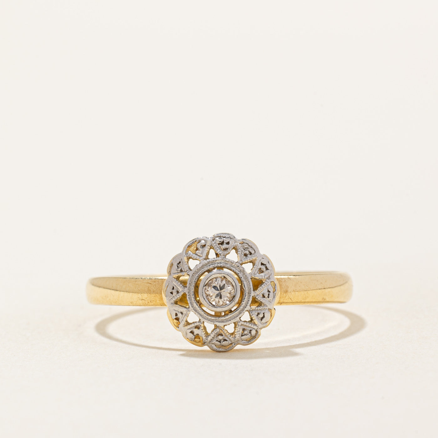 Vintage 18k Transitional Cut Diamond Ring | 0.06ct | SZ 10.75 |