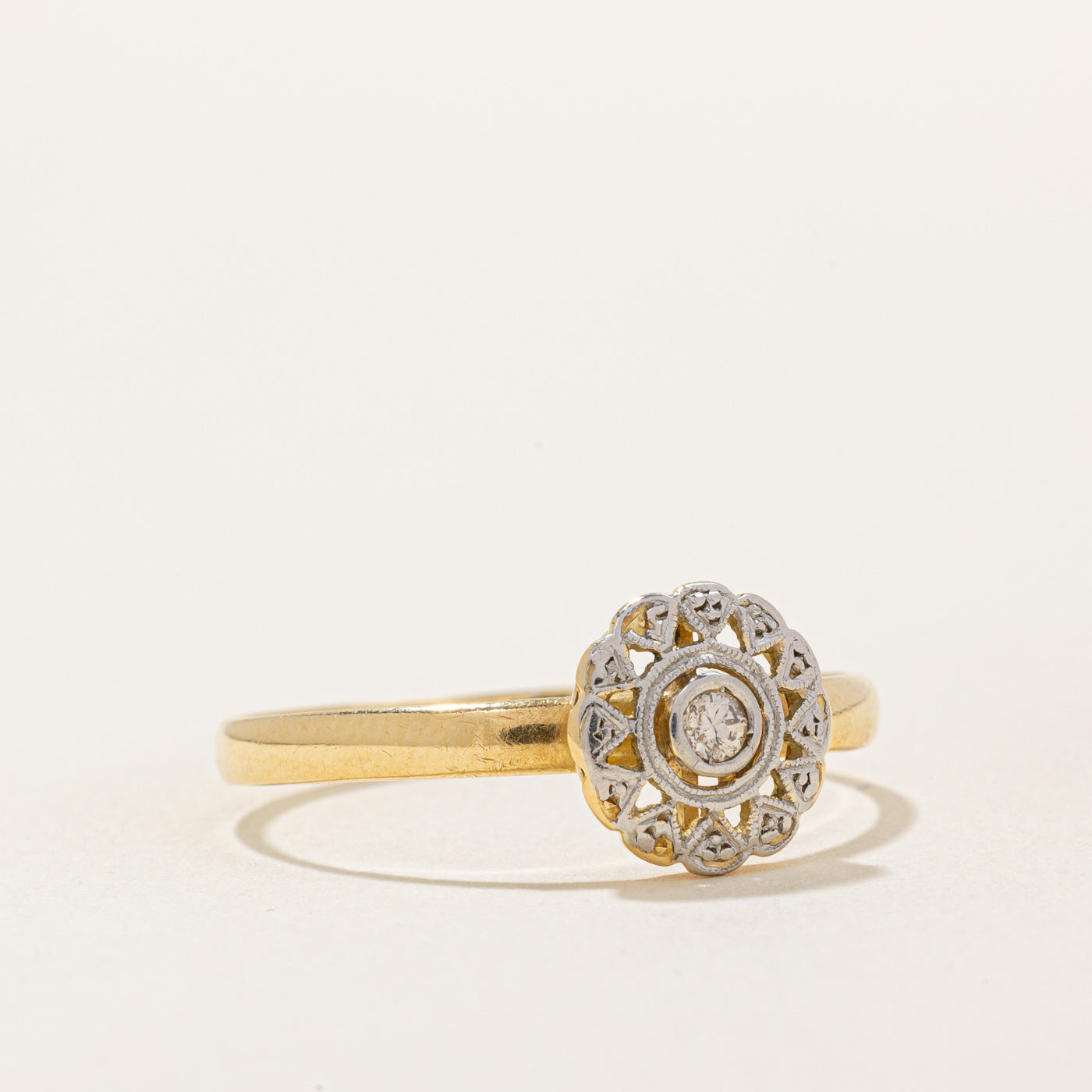 Vintage 18k Transitional Cut Diamond Ring | 0.06ct | SZ 10.75 |