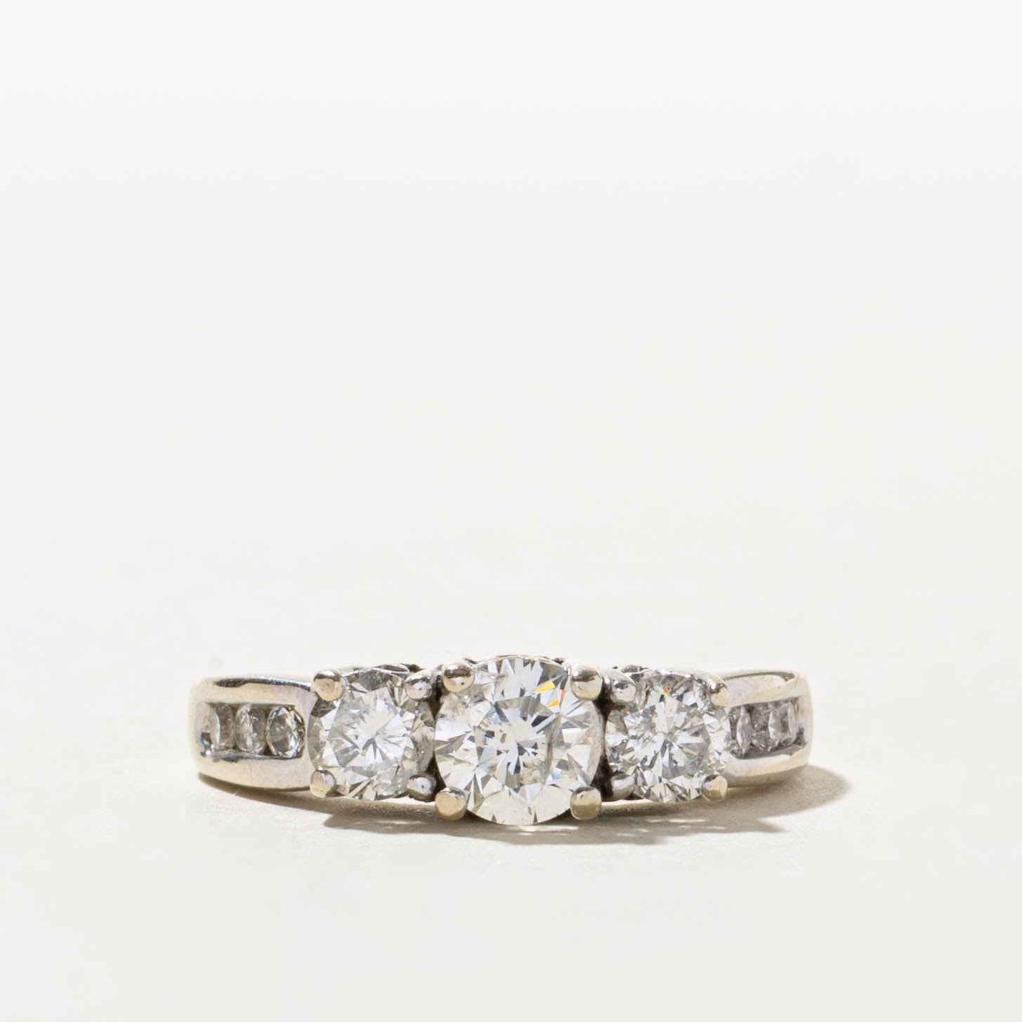 14k Basket Set Three Stone Diamond Ring | 1.07ctw | SZ 5.5