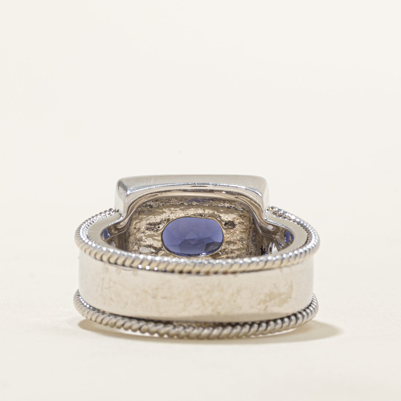 Iolite & Tanzanite Diamond Halo Ring | 1.00ct, 0.28ctw, 0.20ctw | SZ 6.5 |