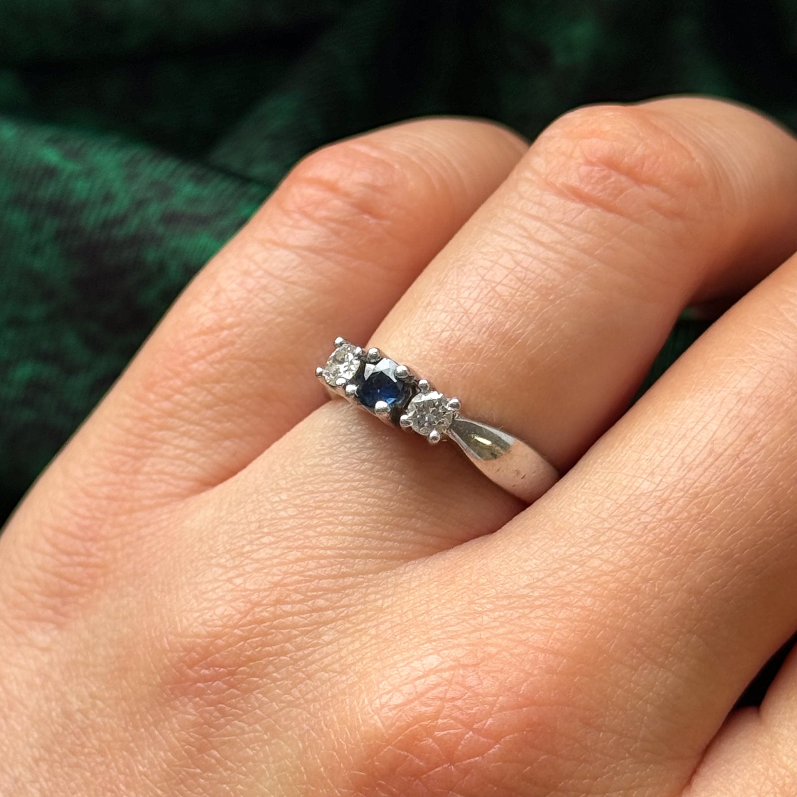 10k White Gold Sapphire and Diamond Ring | 0.20ct, 0.235ctw | SZ 6