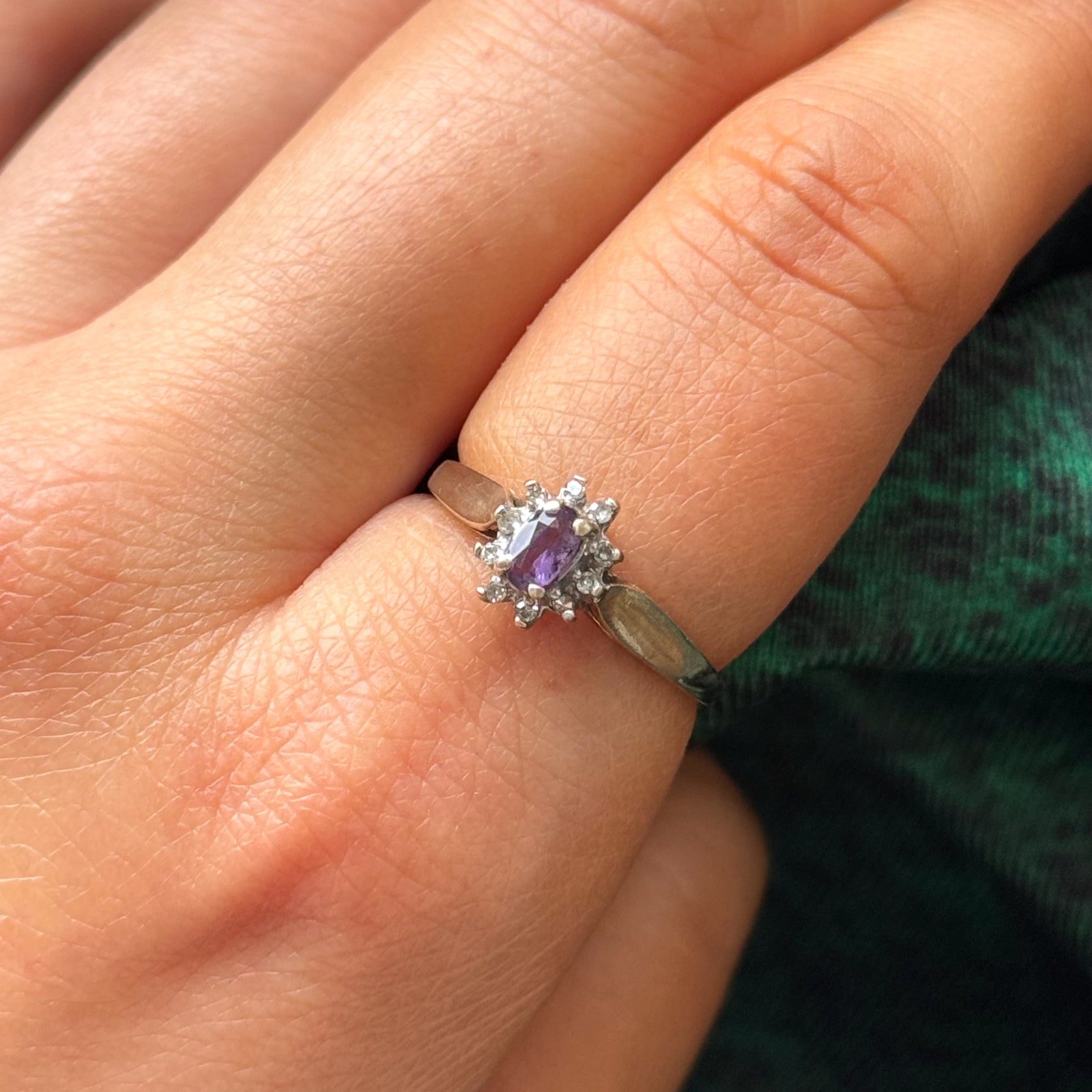 10k Yellow Gold Amethyst and Diamond Ring | 0.18ct, 0.05ctw | SZ 7