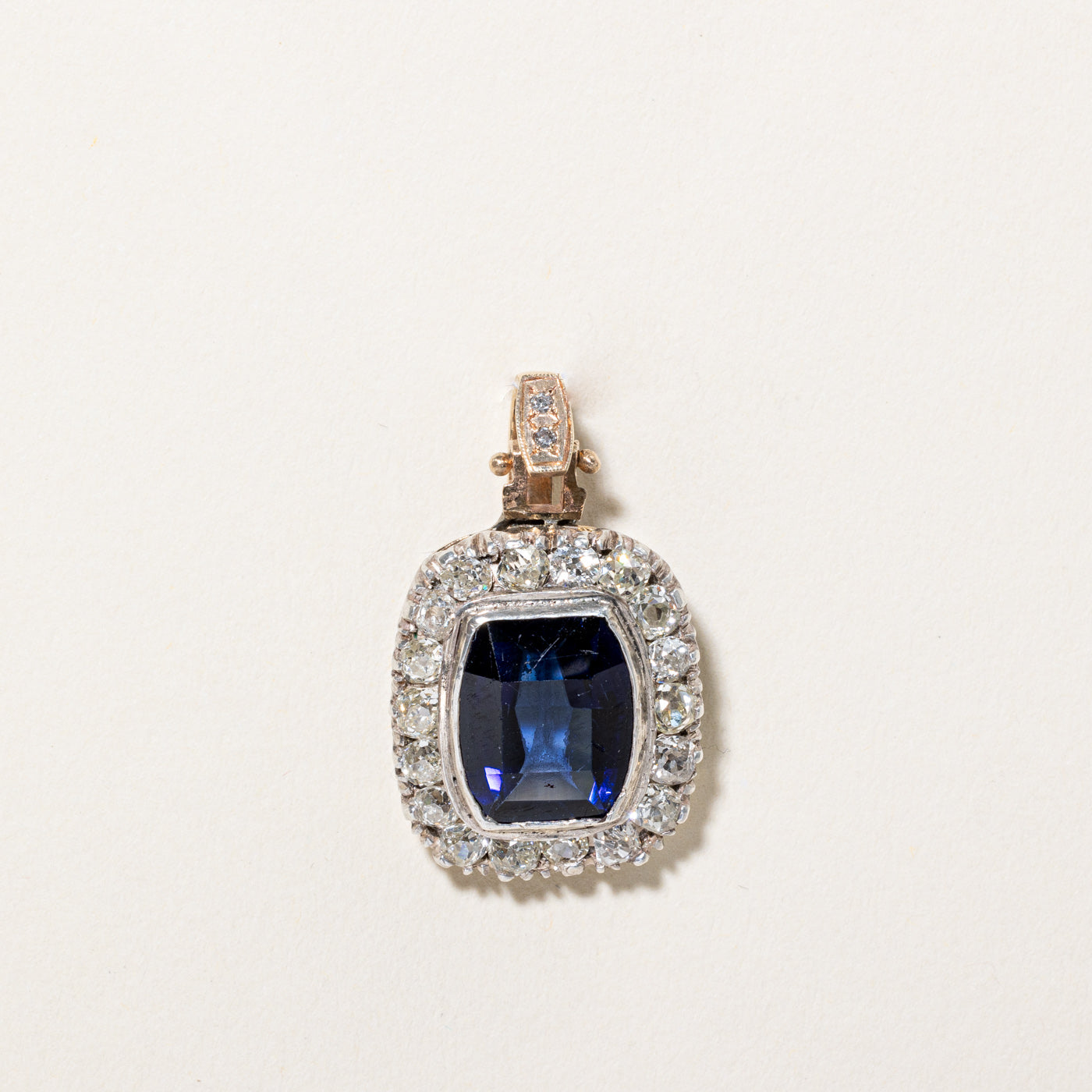 Old European Diamond Pendant with Synthetic Sapphire | 1.8ctw 4.5ct 0.01ctw |