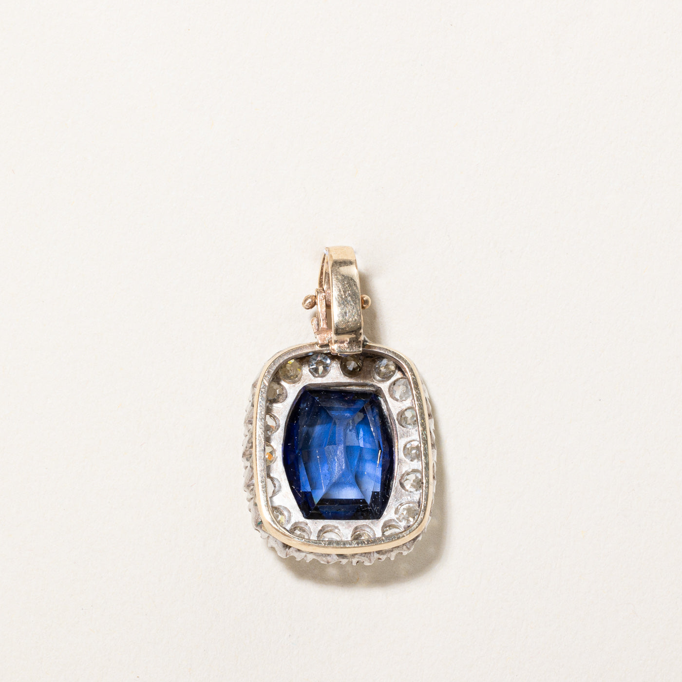 Old European Diamond Pendant with Synthetic Sapphire | 1.8ctw 4.5ct 0.01ctw |