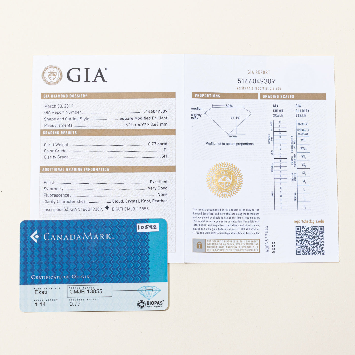 GIA Certified Diamond Solitaire with Knife Edge Shape 14k Ring | 0.77ct, 0.48ctw | SZ 8