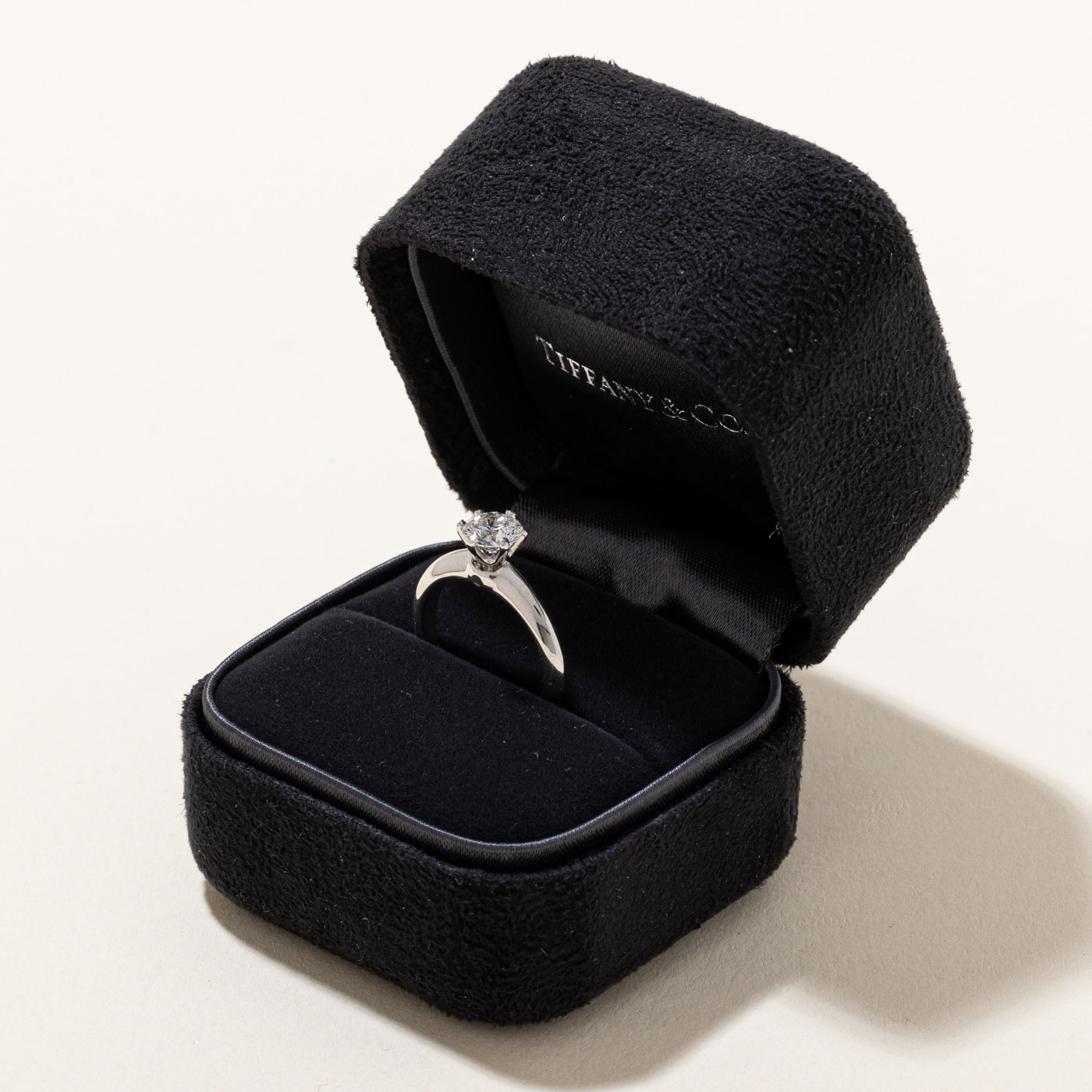 'Tiffany & Co.' The Tiffany Setting Engagement Ring in Platinum | 0.77ct VS2 F Ex | SZ 4.5