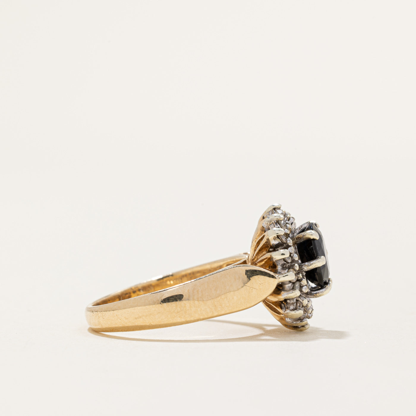 1978 London 9k Sapphire and Diamond Halo Ring | 1.0 ct, 0.16 ctw | SZ 7 |