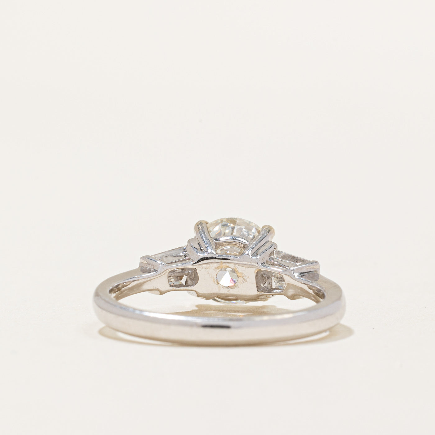 Solitaire Diamond 18k Ring with Baguette Accents | 1.58 ct, 0.36ctw | SZ 6.75 |