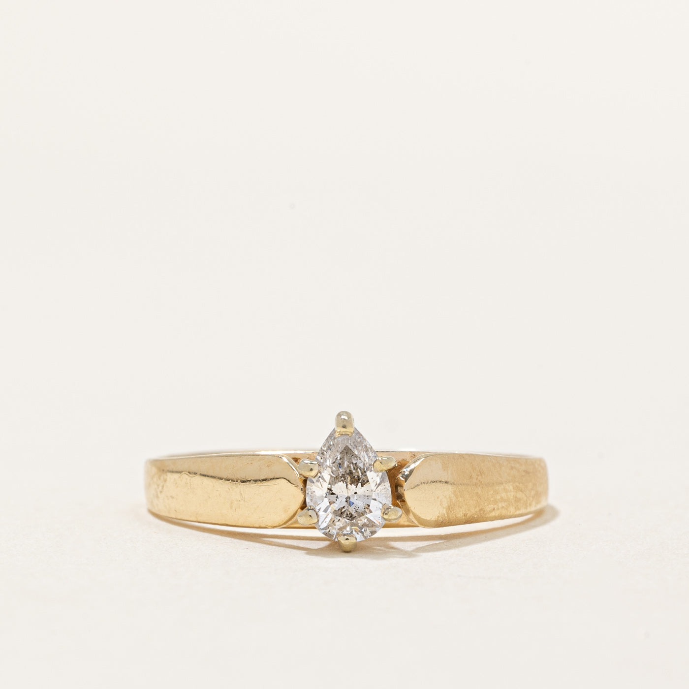 Solitaire Pear Diamond 14k Ring | 0.34ct | SZ 7.75 |
