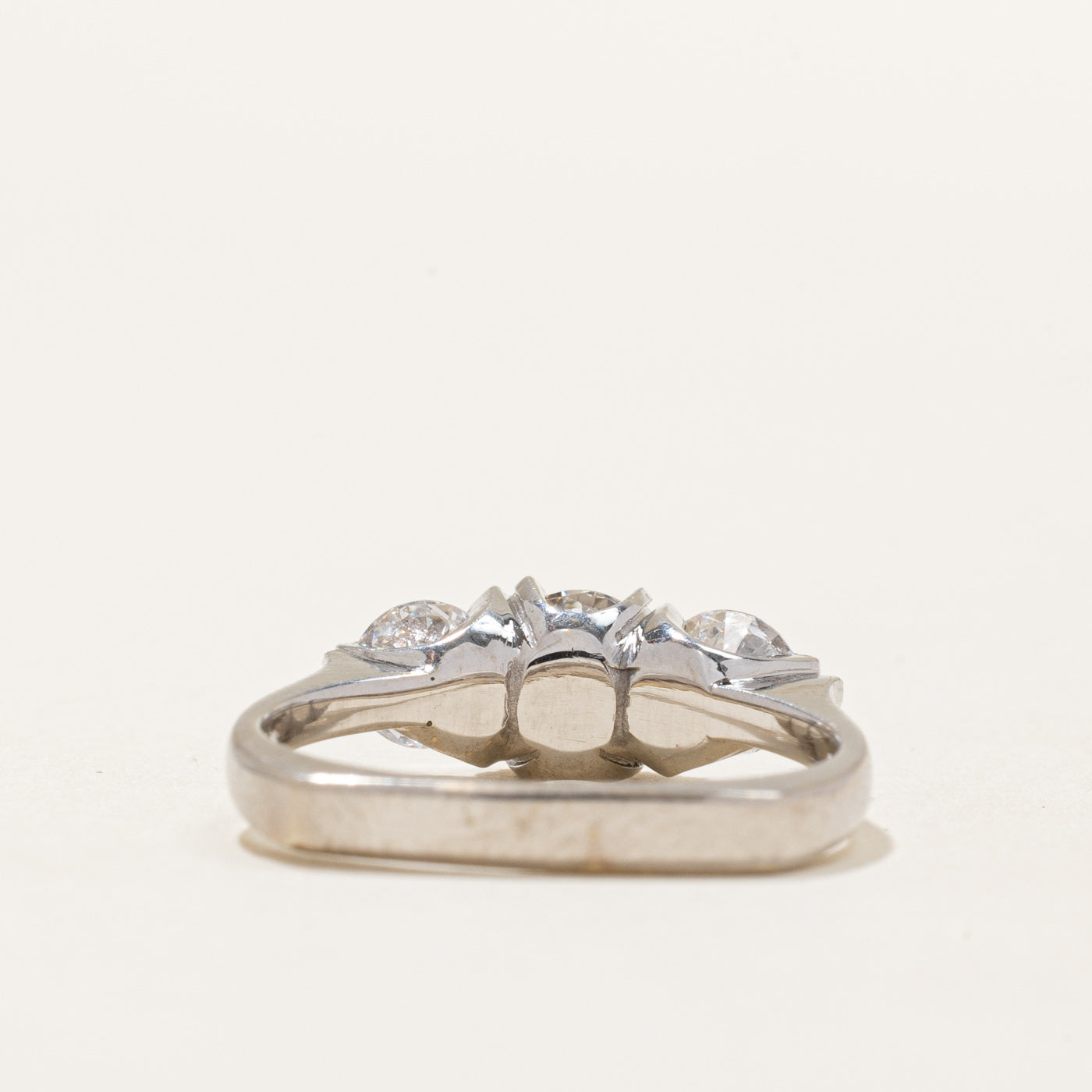 European Shank Canadian Diamond Three Stone 14k Ring | 0.77ctw | SZ 6.5 |