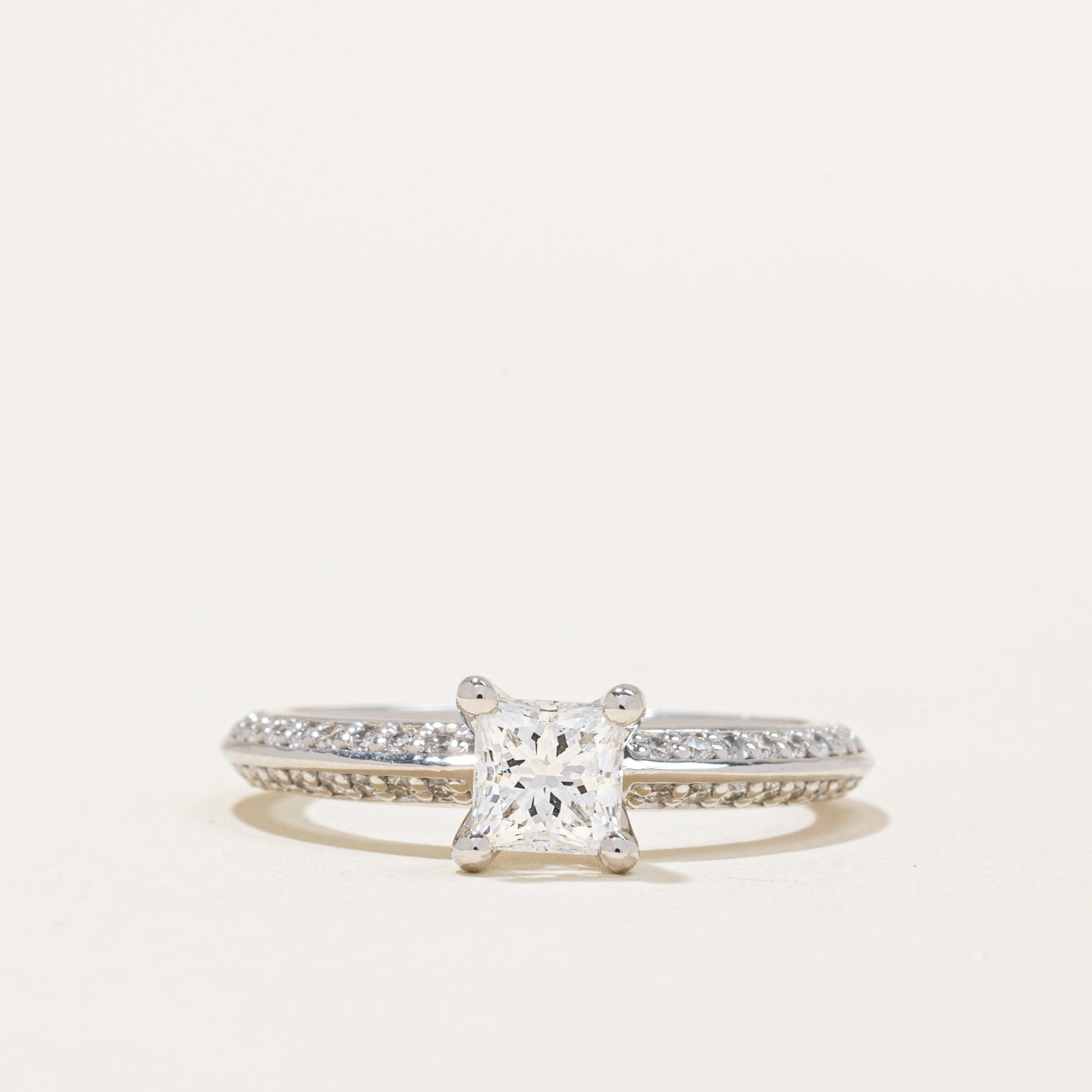 GIA Certified Diamond Solitaire with Knife Edge Shape 14k Ring | 0.77ct, 0.48ctw | SZ 8