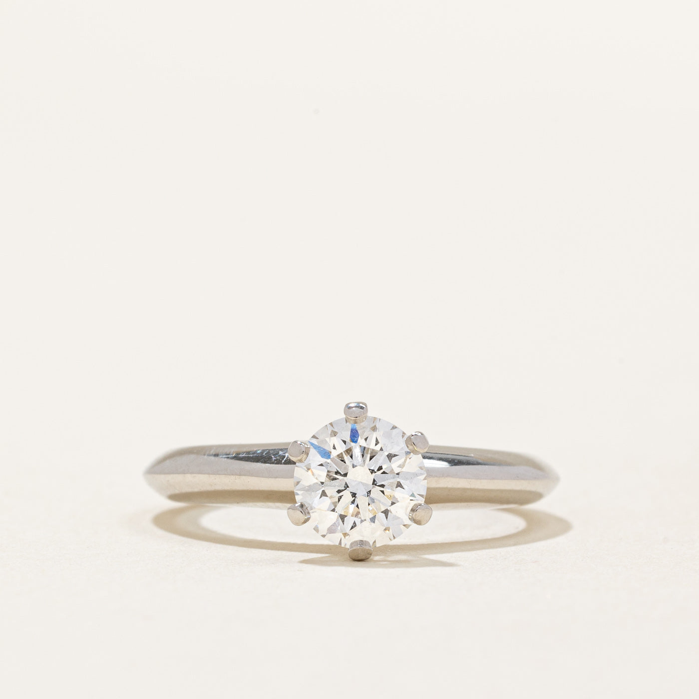 'Tiffany & Co.' The Tiffany Setting Engagement Ring in Platinum | 0.77ct VS2 F Ex | SZ 4.5