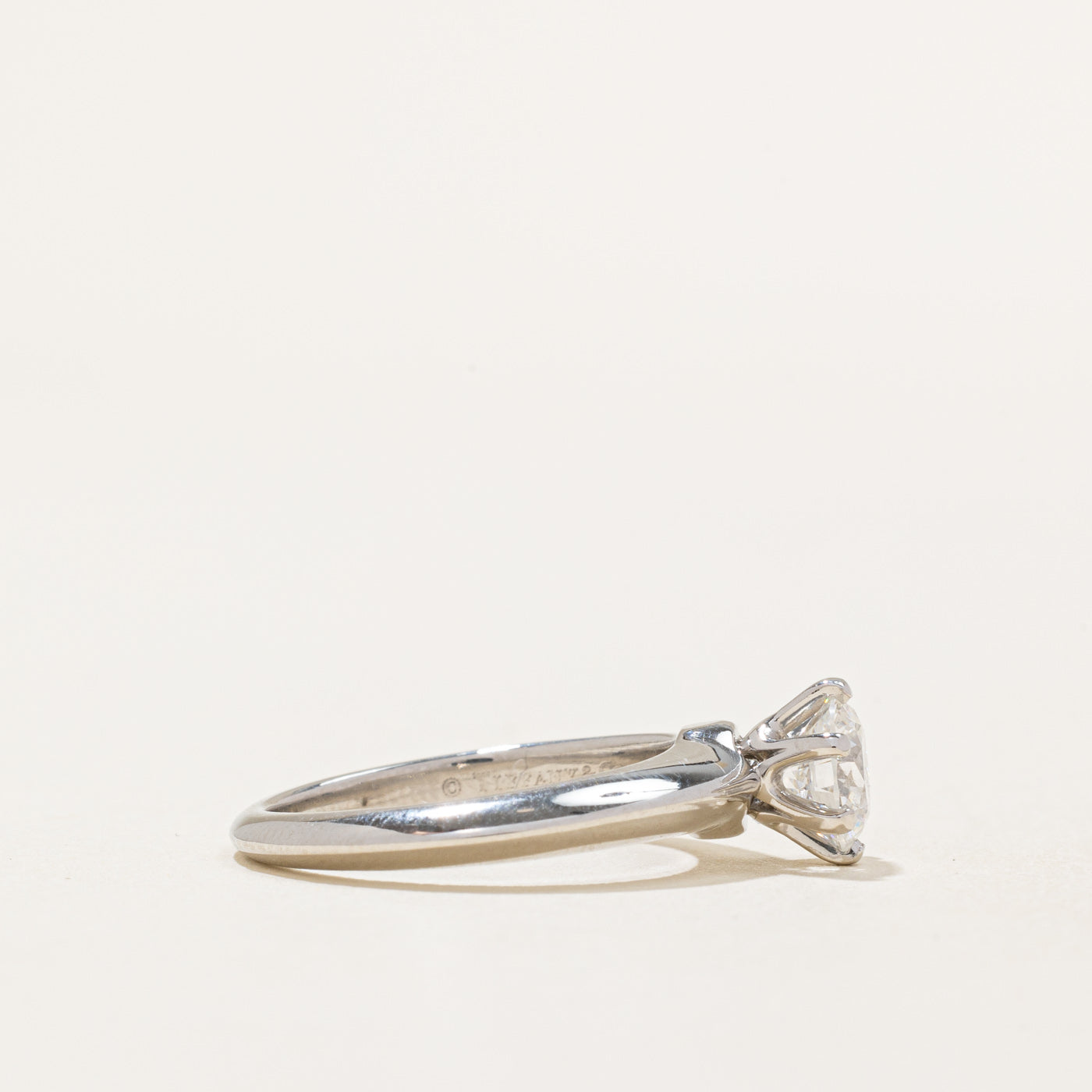 'Tiffany & Co.' The Tiffany Setting Engagement Ring in Platinum | 0.77ct VS2 F Ex | SZ 4.5