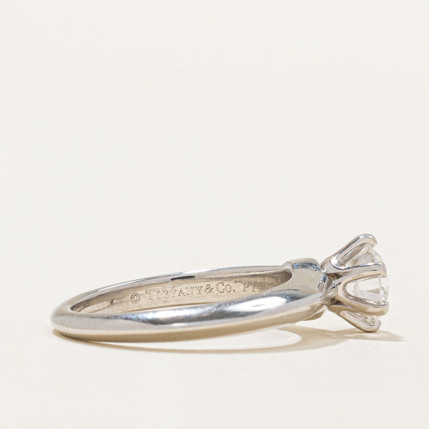 'Tiffany & Co.' The Tiffany Setting Engagement Ring in Platinum | 0.77ct VS2 F Ex | SZ 4.5
