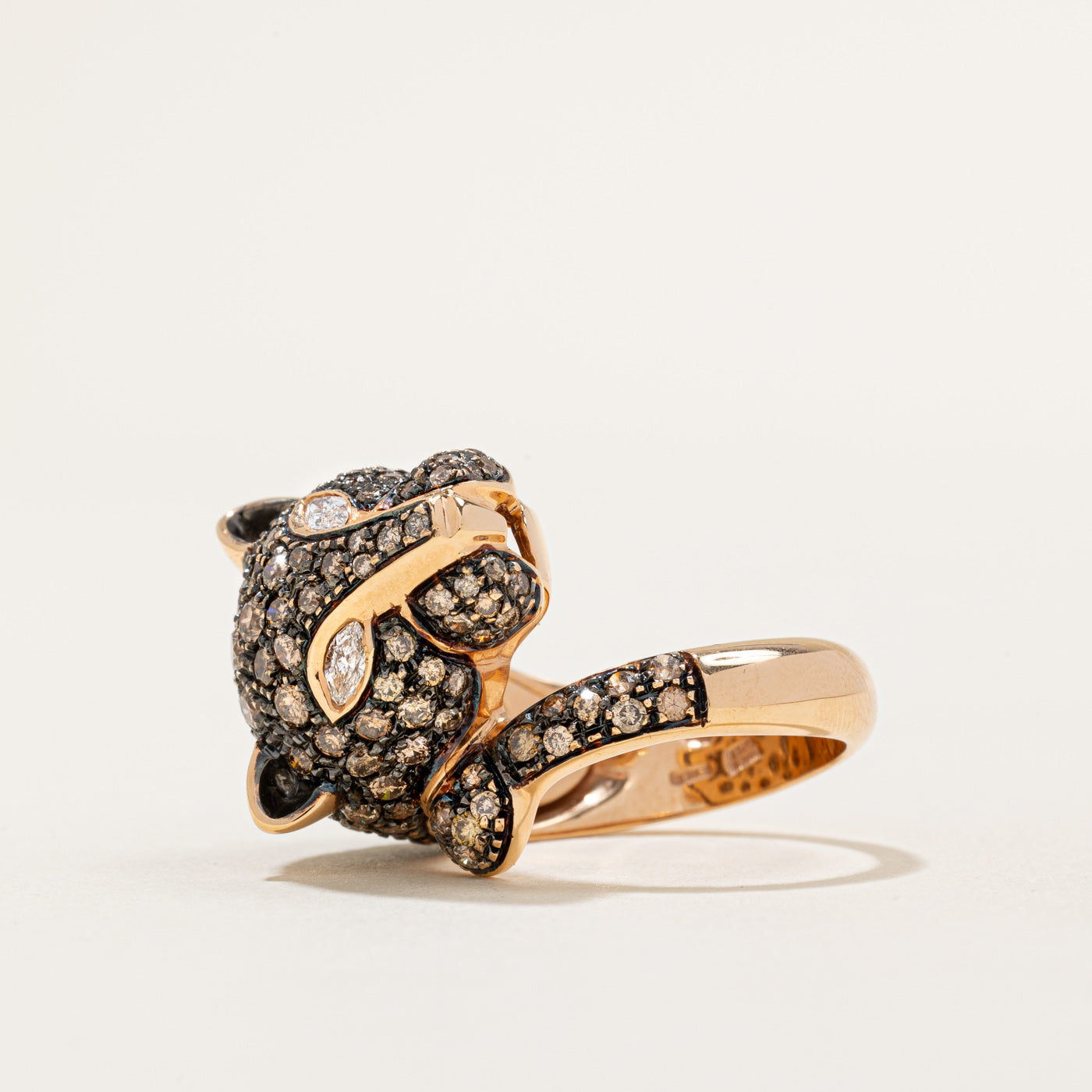 Italian Brown & White Diamond Panther Ring | 2.40ctw, 0.10ctw | SZ 8 |