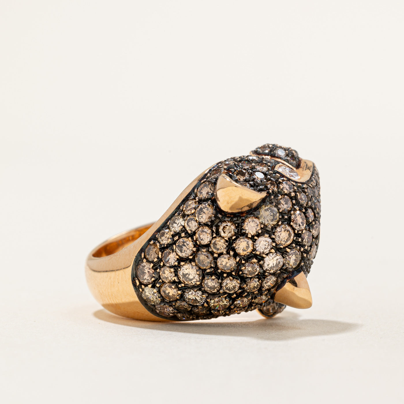 Italian Brown & White Diamond Panther Ring | 2.40ctw, 0.10ctw | SZ 8 |