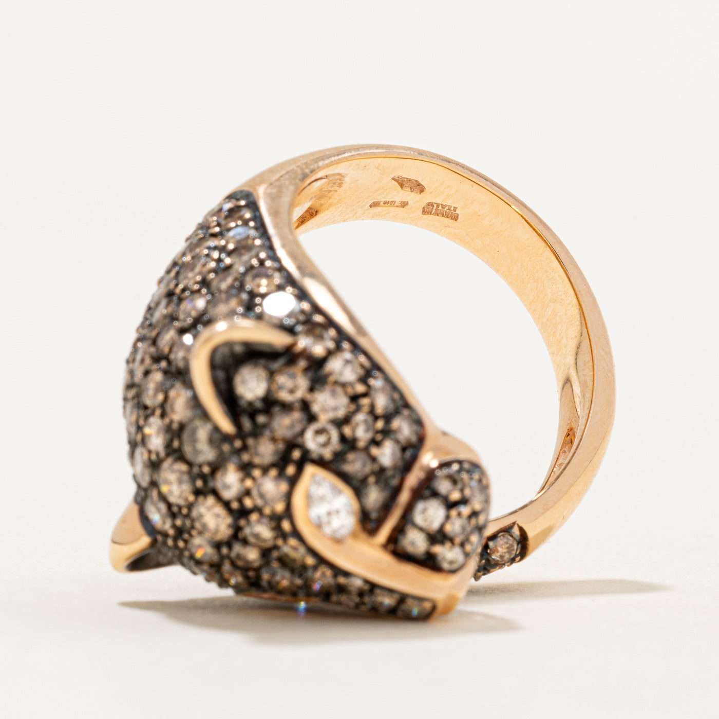 Italian Brown & White Diamond Panther Ring | 2.40ctw, 0.10ctw | SZ 8 |