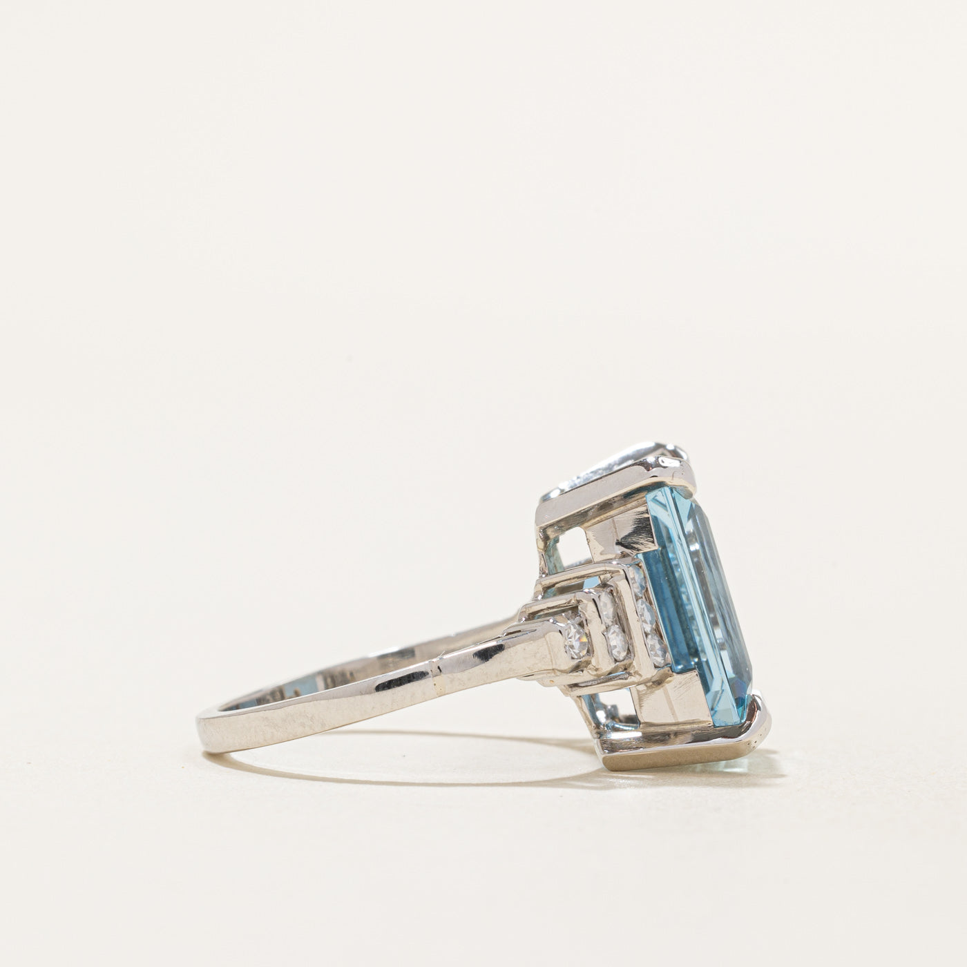Aquamarine & Diamond Cocktail Ring | 6.30ct, 0.18ctw | SZ 5.75 |