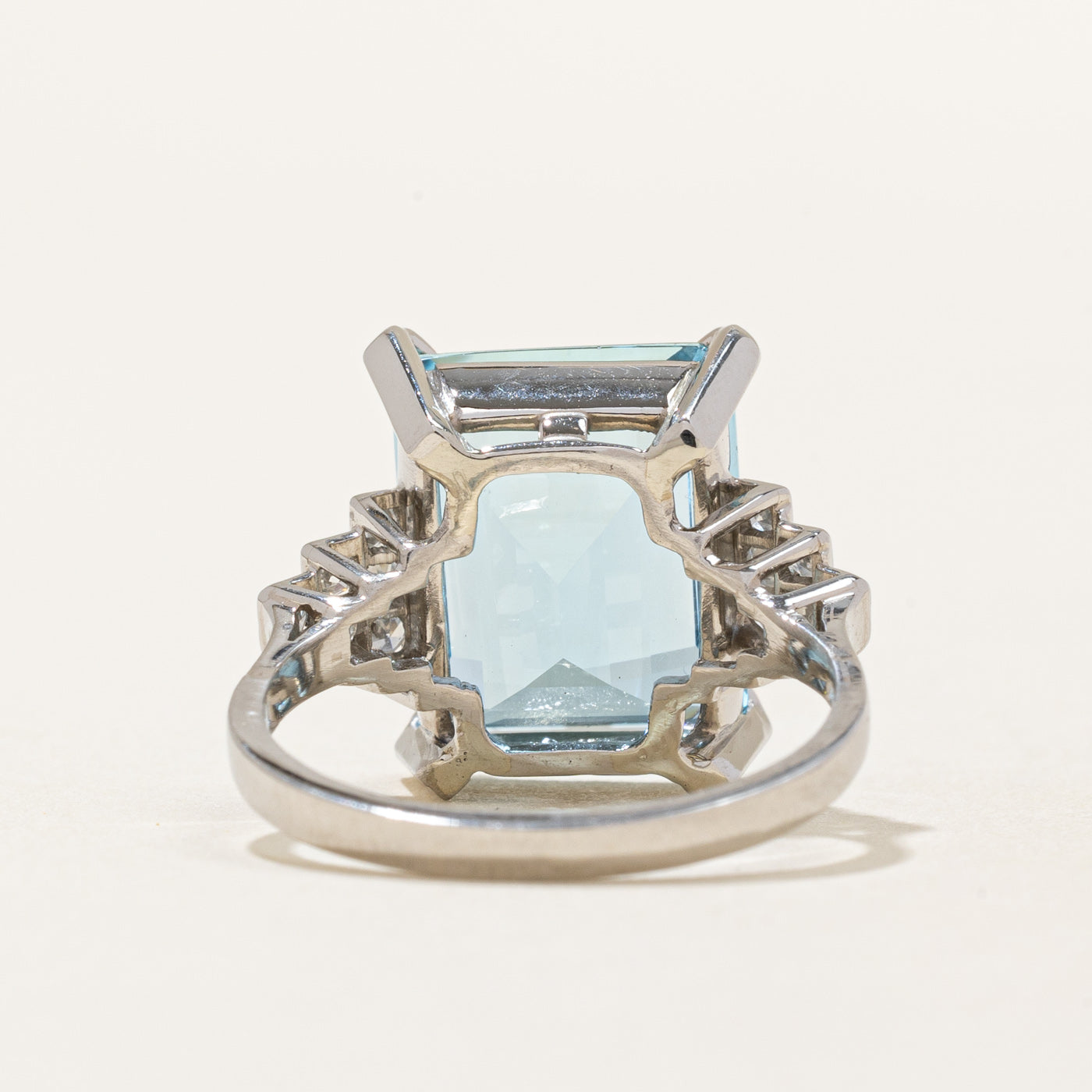 Aquamarine & Diamond Cocktail Ring | 6.30ct, 0.18ctw | SZ 5.75 |