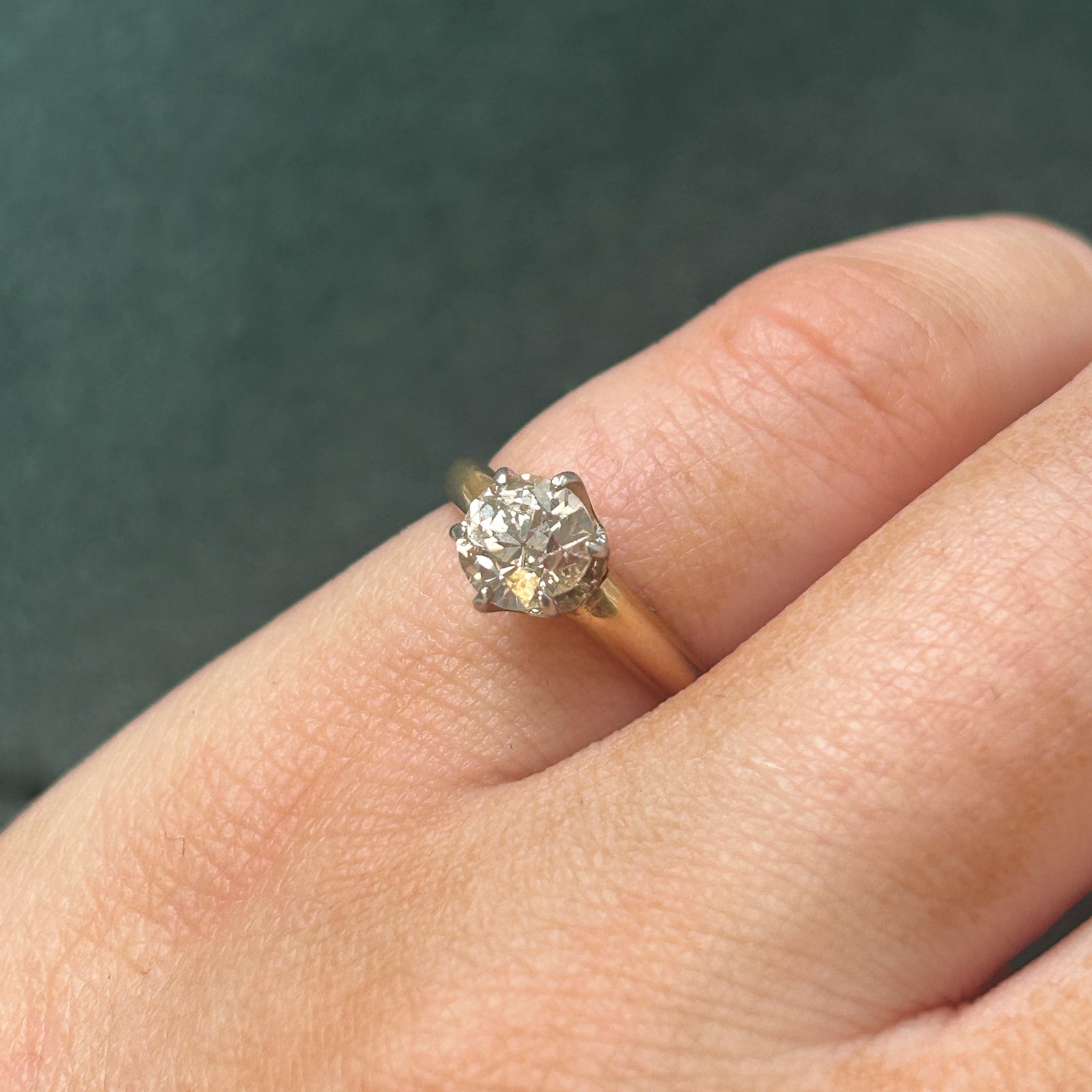 Antique Old European Cut Diamond Engagement Ring | 0.86ct I1 Light Brown | SZ 8.5 |