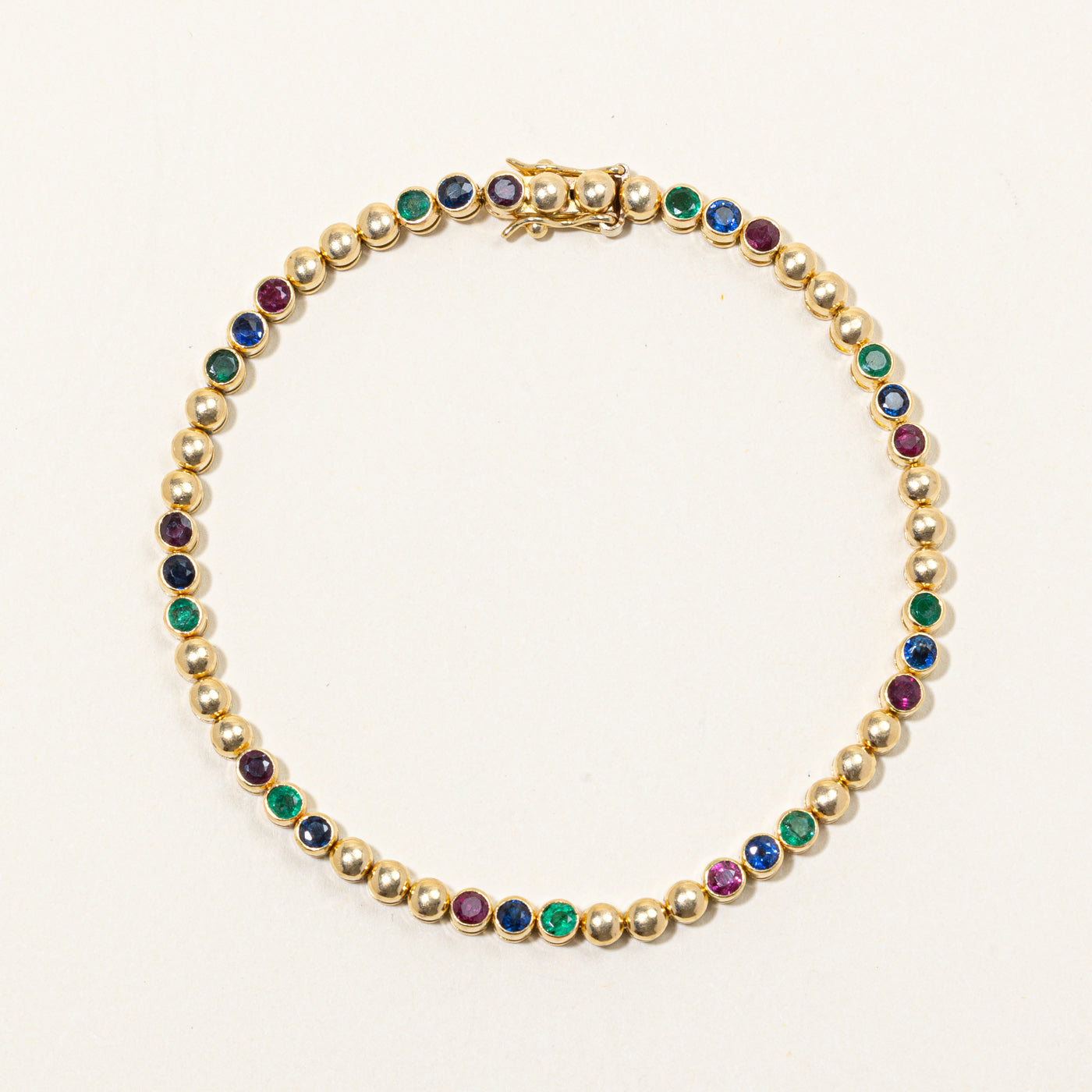 Bezel Set Multi Gem Bracelet | 1.75ctw | 7" |