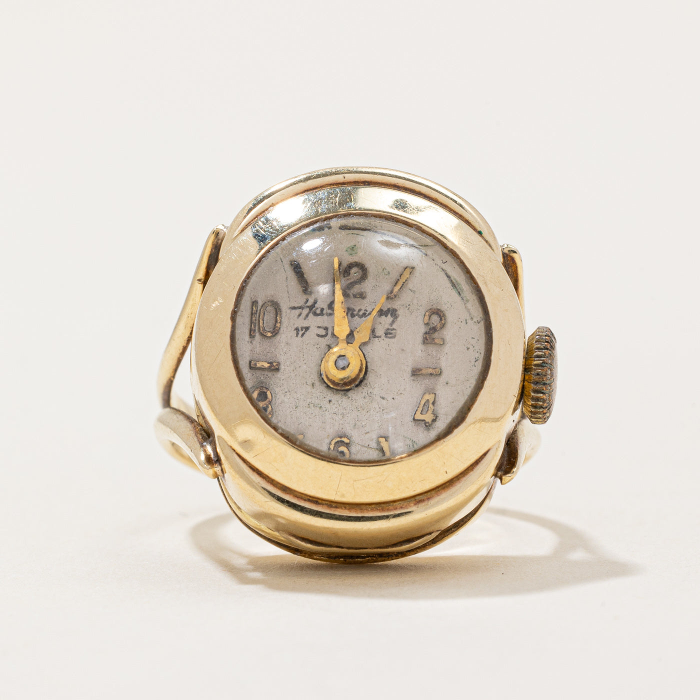 Bague cadran de montre antique en or jaune 14 carats | Taille 5,25 |