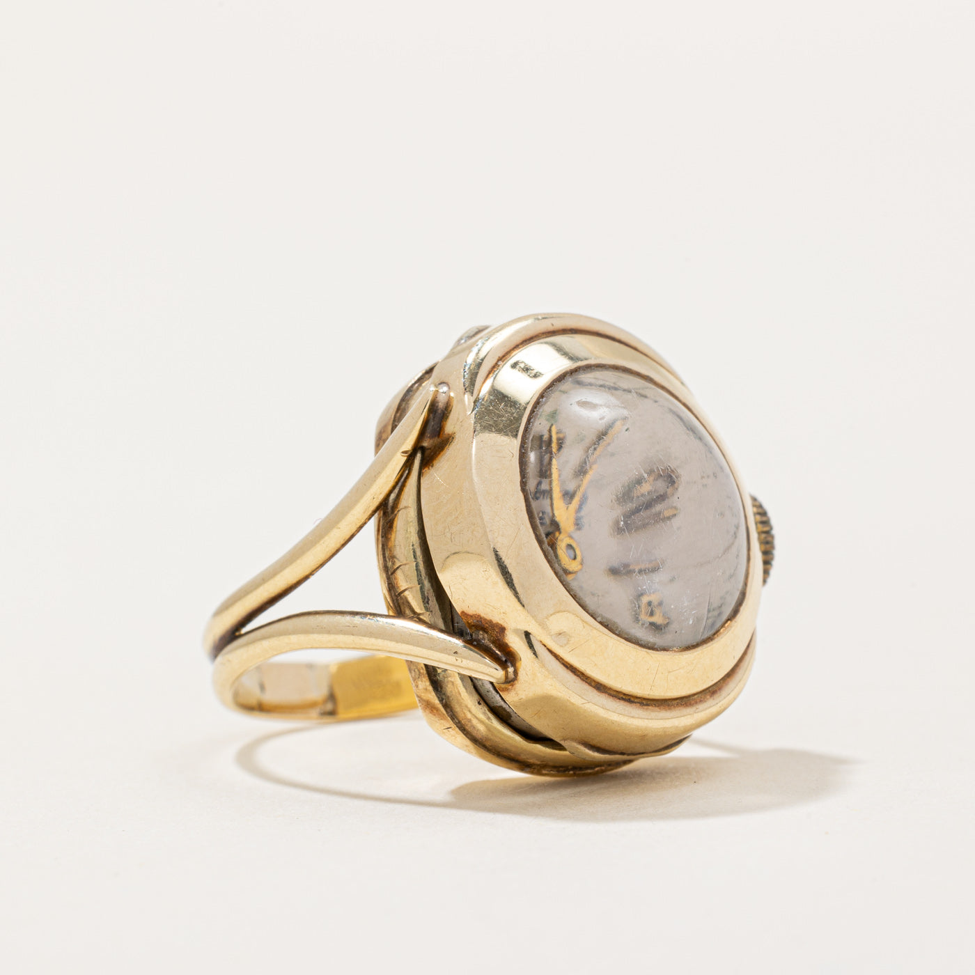 Bague cadran de montre antique en or jaune 14 carats | Taille 5,25 |