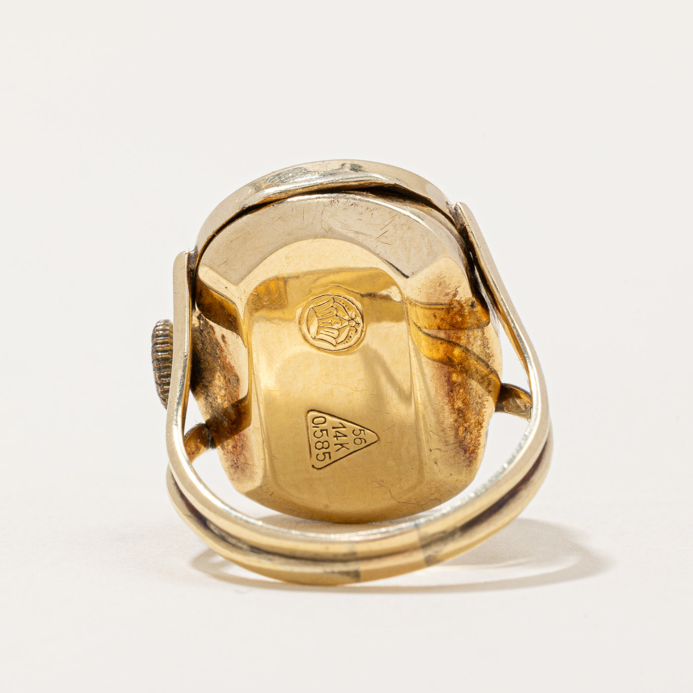 Bague cadran de montre antique en or jaune 14 carats | Taille 5,25 |