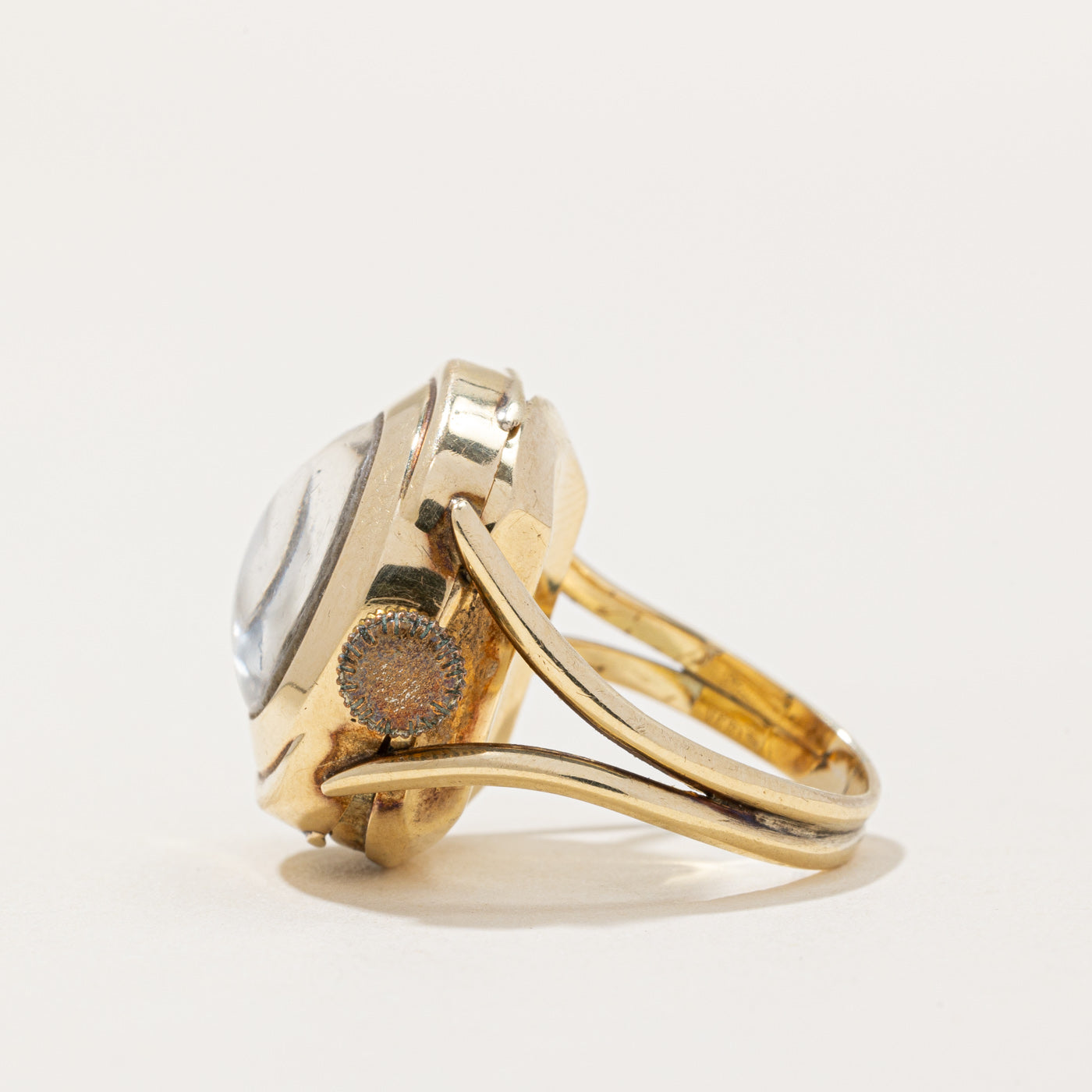 Bague cadran de montre antique en or jaune 14 carats | Taille 5,25 |