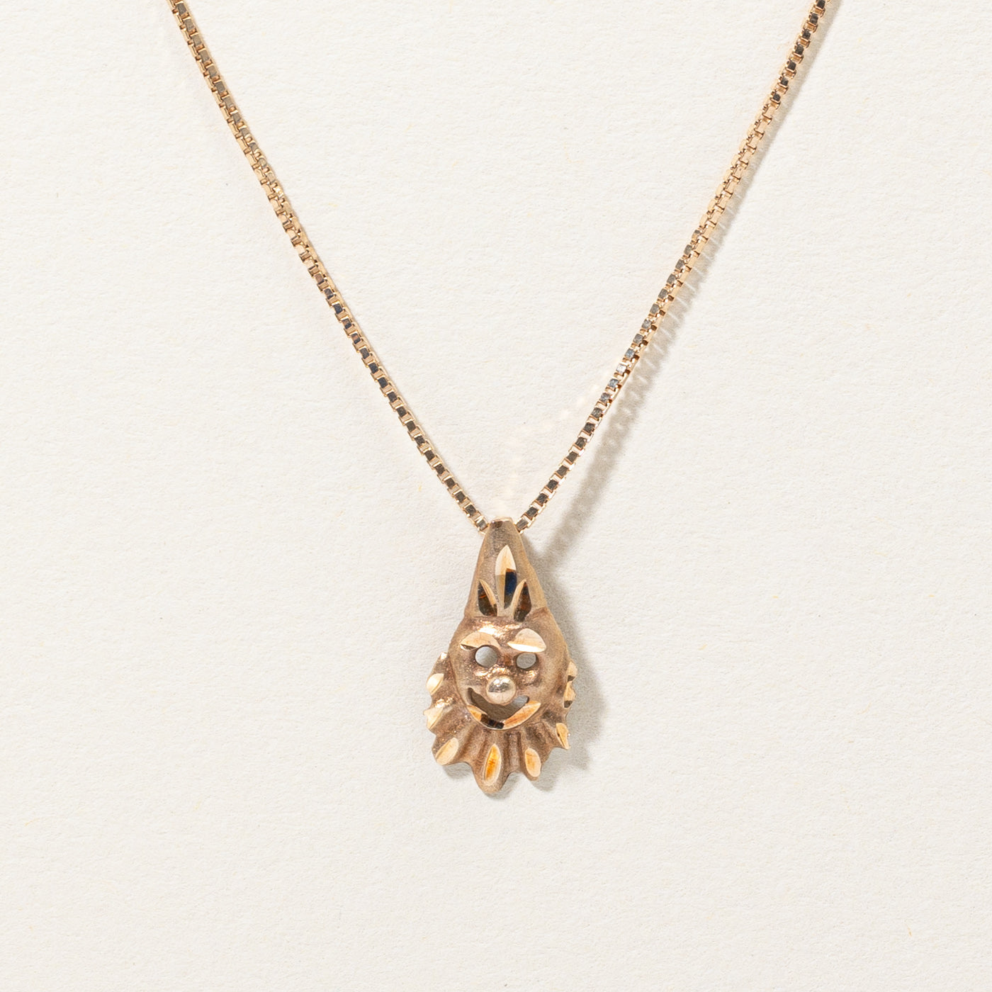 10k Yellow Gold Clown Pendant & Necklace | 20" |