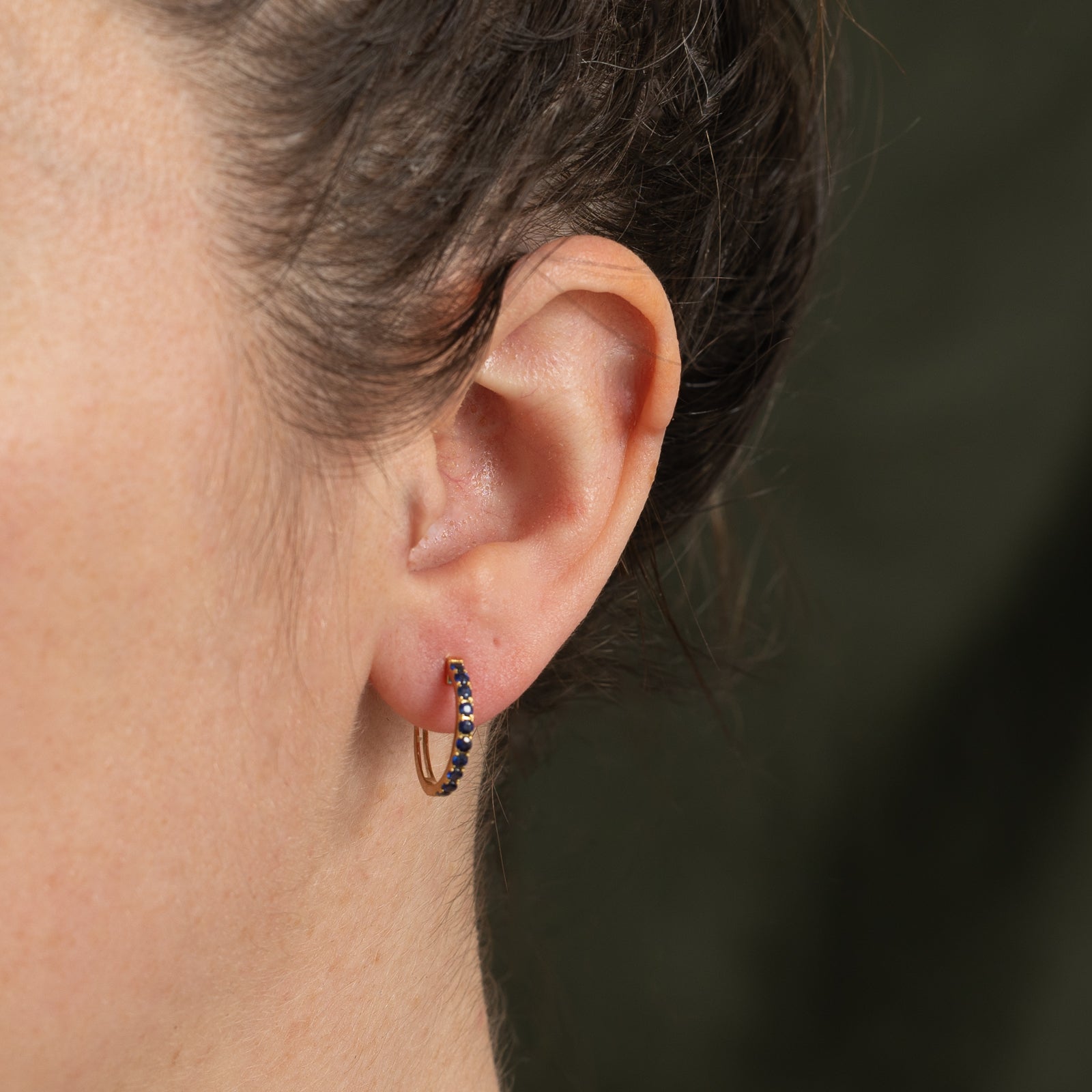 Pave Set Sapphire Huggie Earrings | 0.60ctw