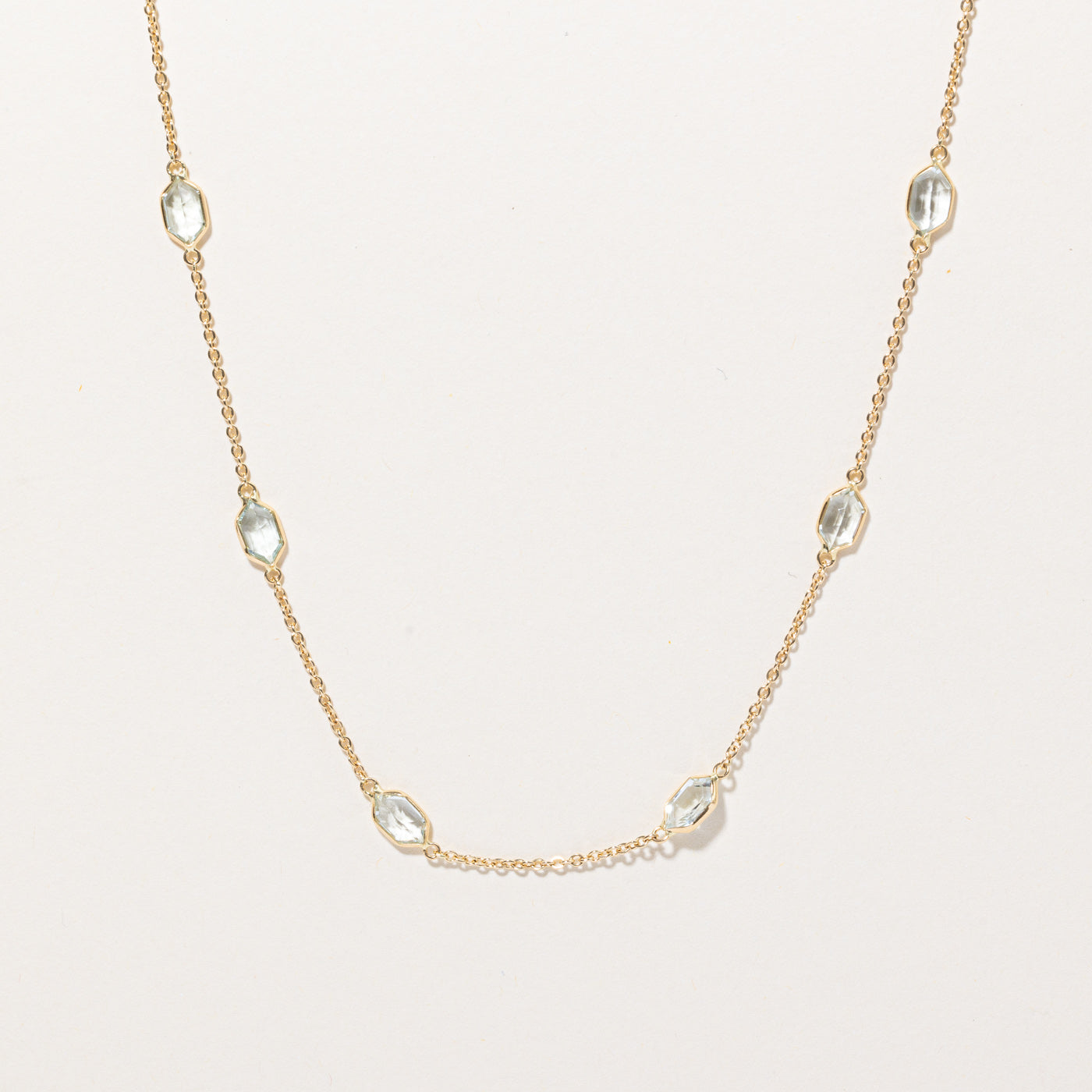 Vintage Lozenge Cut Aquamarine Necklace | 4.63ctw | 18" |