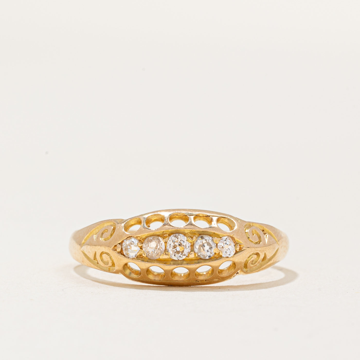 Bague victorienne en diamant taille ancienne européenne | 0,20 ct | Taille 8,25 |