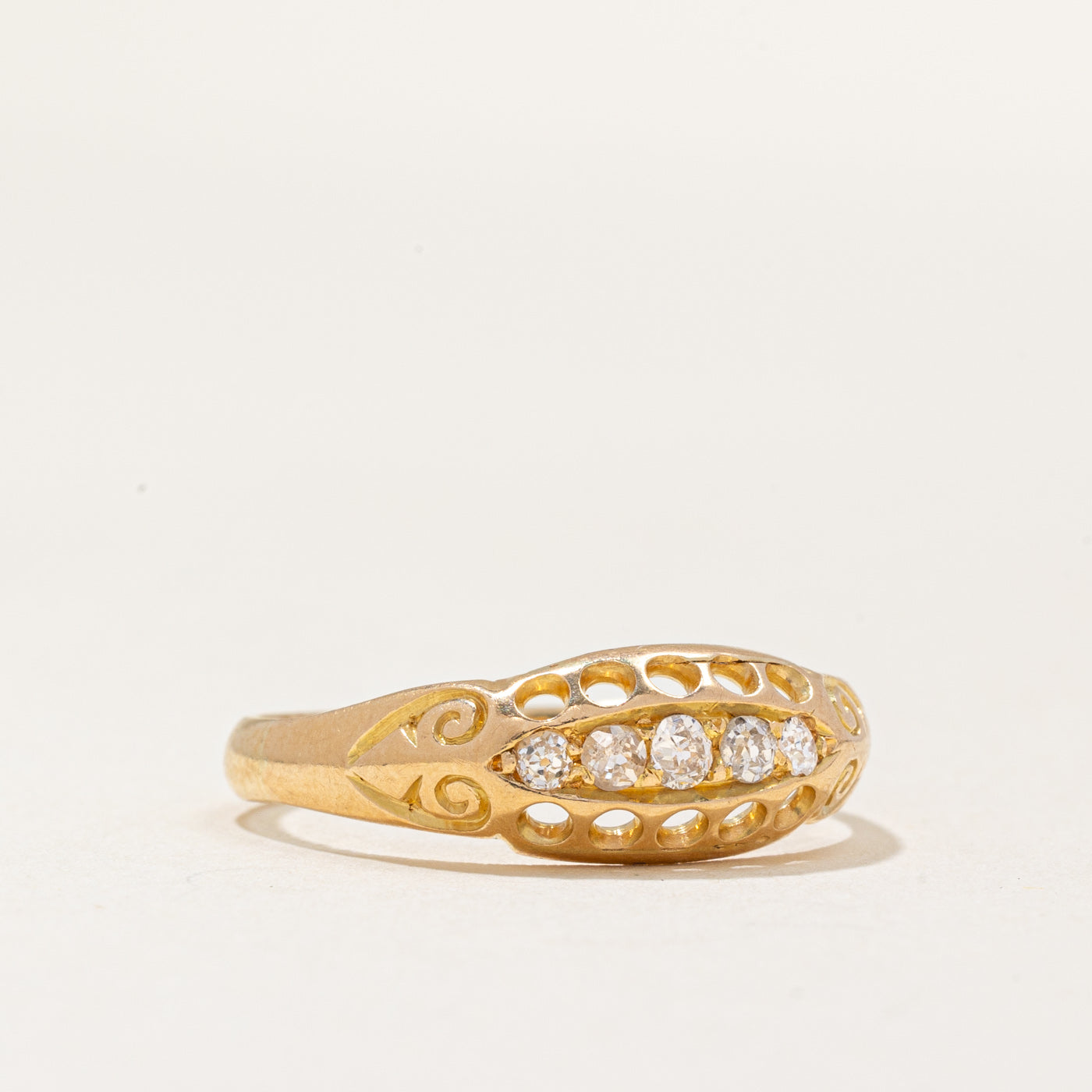 Bague victorienne en diamant taille ancienne européenne | 0,20 ct | Taille 8,25 |