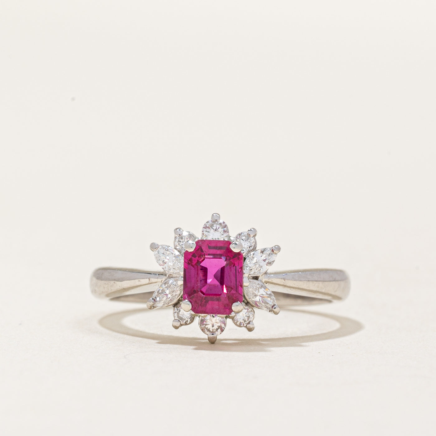 Natural Ruby & Diamond Cluster Ring | 0.61ct, 0.24ctw | SZ 5.75 |