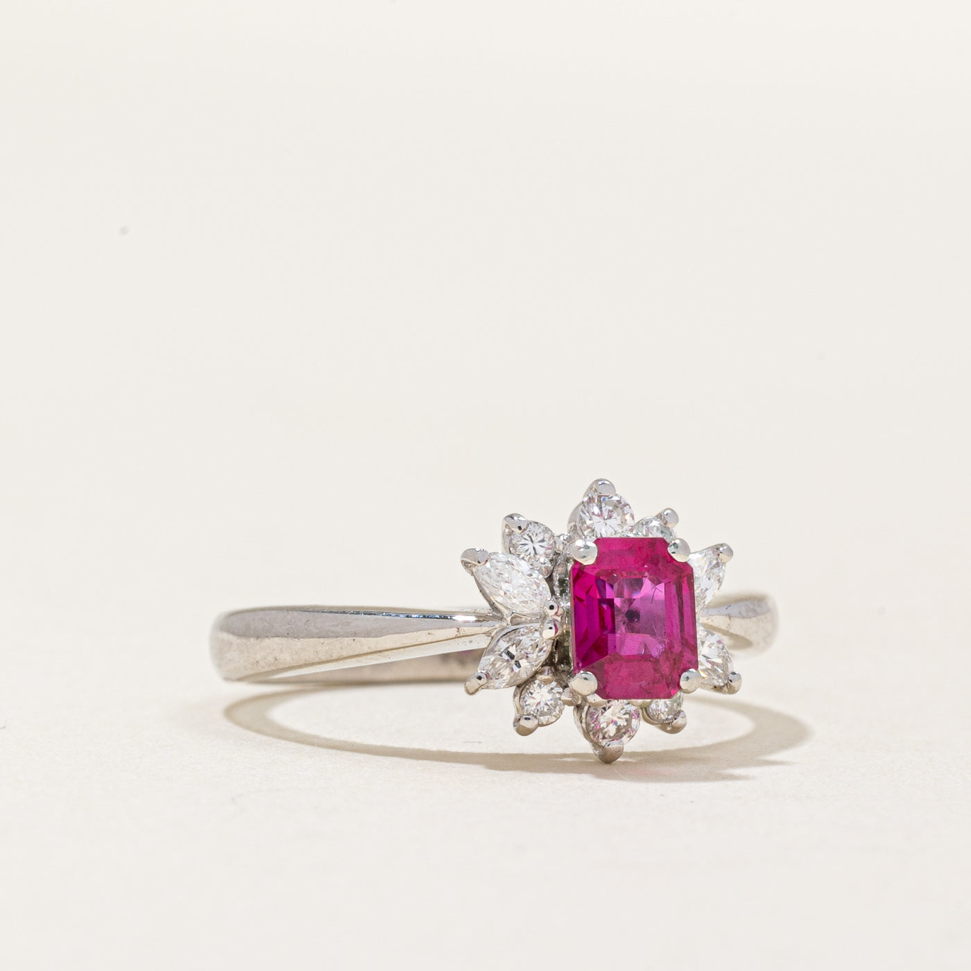 Natural Ruby & Diamond Cluster Ring | 0.61ct, 0.24ctw | SZ 5.75 |