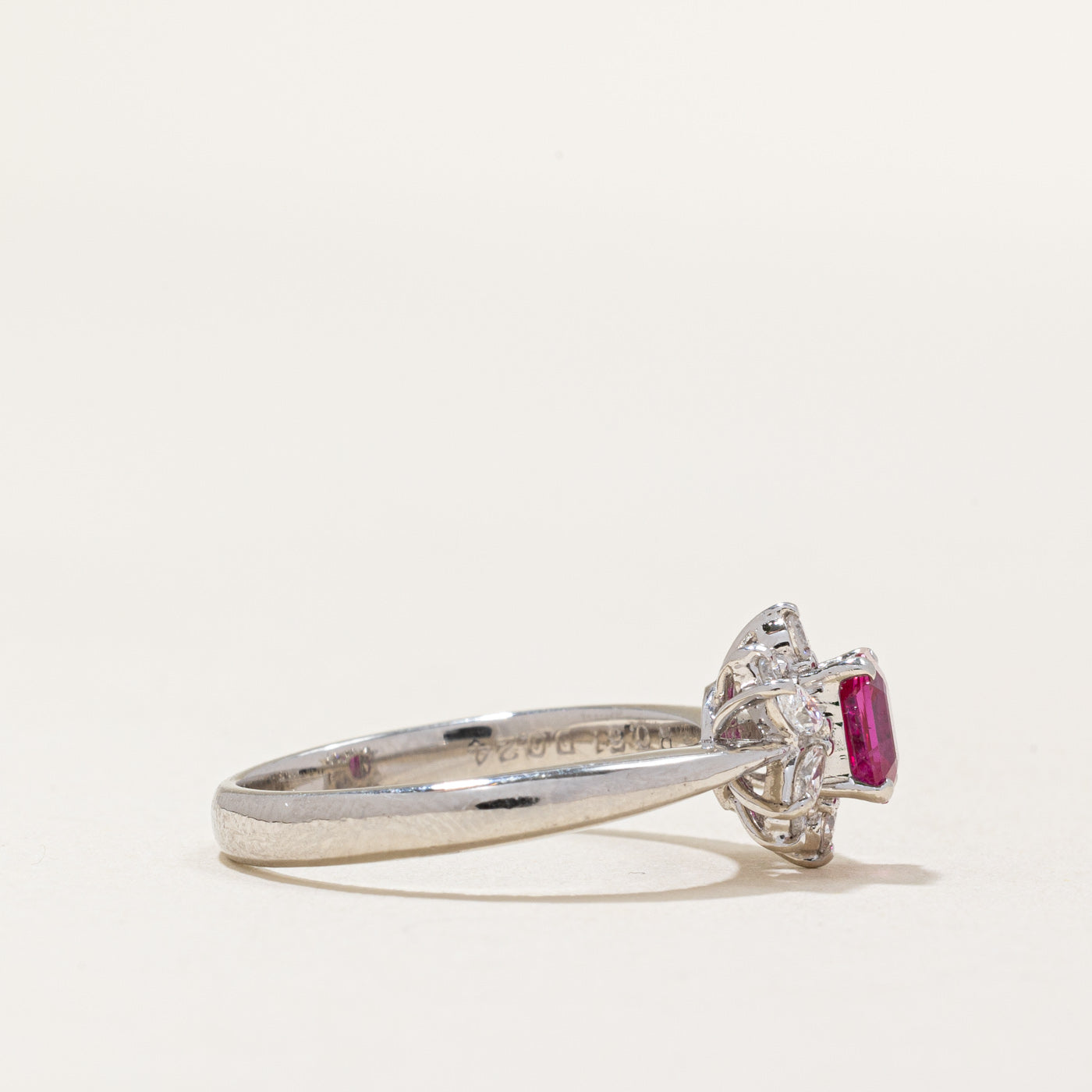 Natural Ruby & Diamond Cluster Ring | 0.61ct, 0.24ctw | SZ 5.75 |