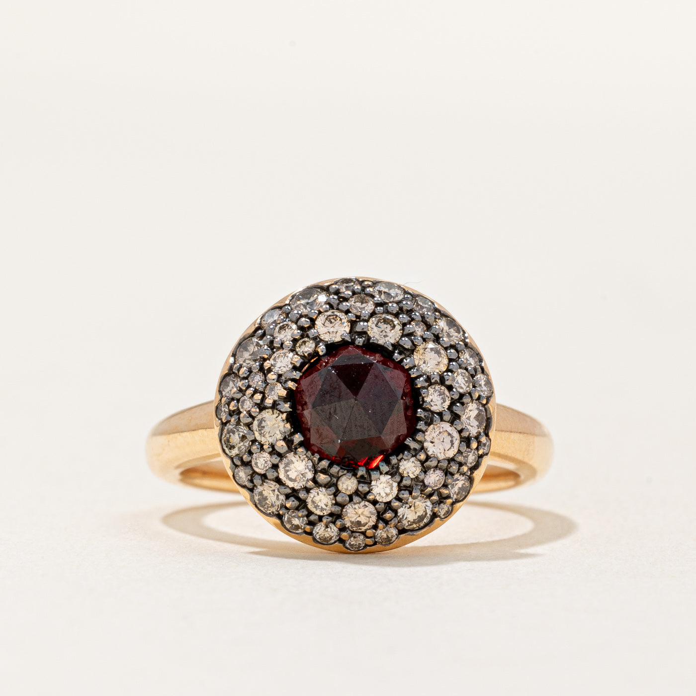 'Crivelli' Rose Cut Garnet & Diamond Ring | 0.60ct, 0.68ctw | SZ 6.25 |