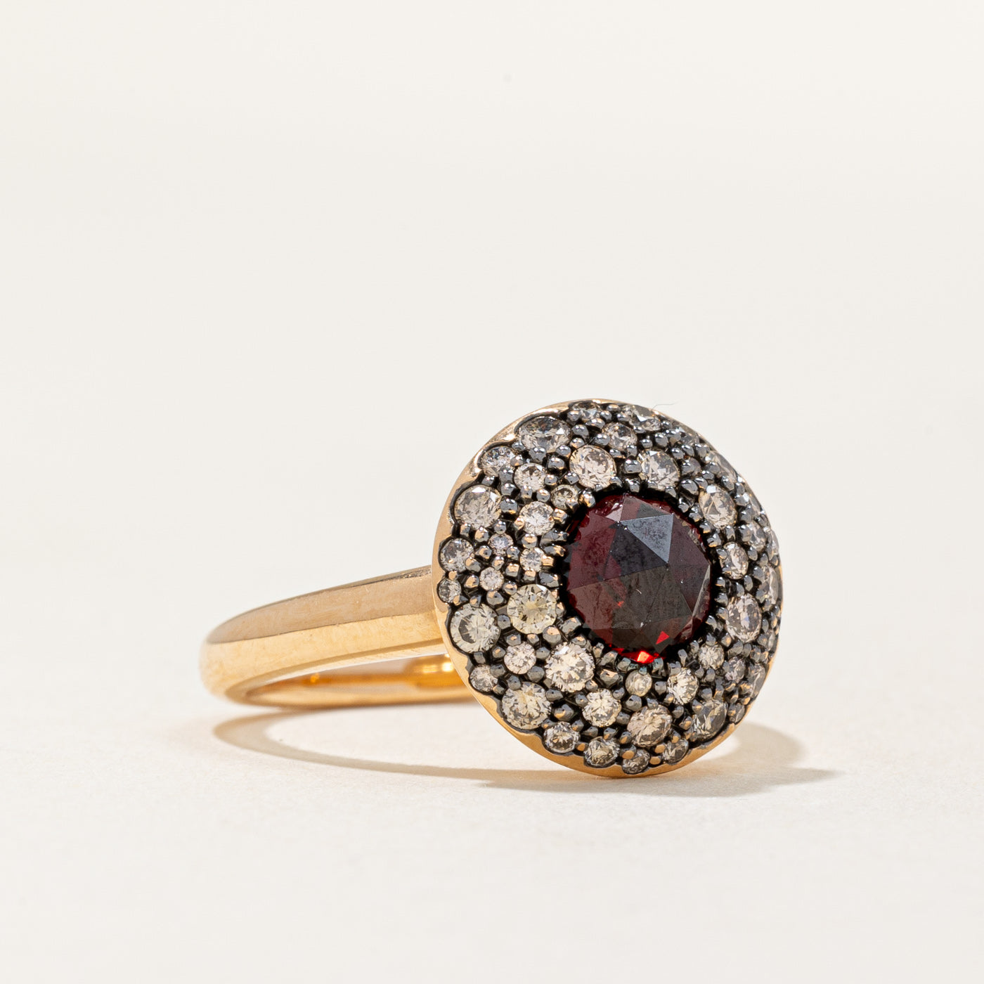 'Crivelli' Rose Cut Garnet & Diamond Ring | 0.60ct, 0.68ctw | SZ 6.25 |
