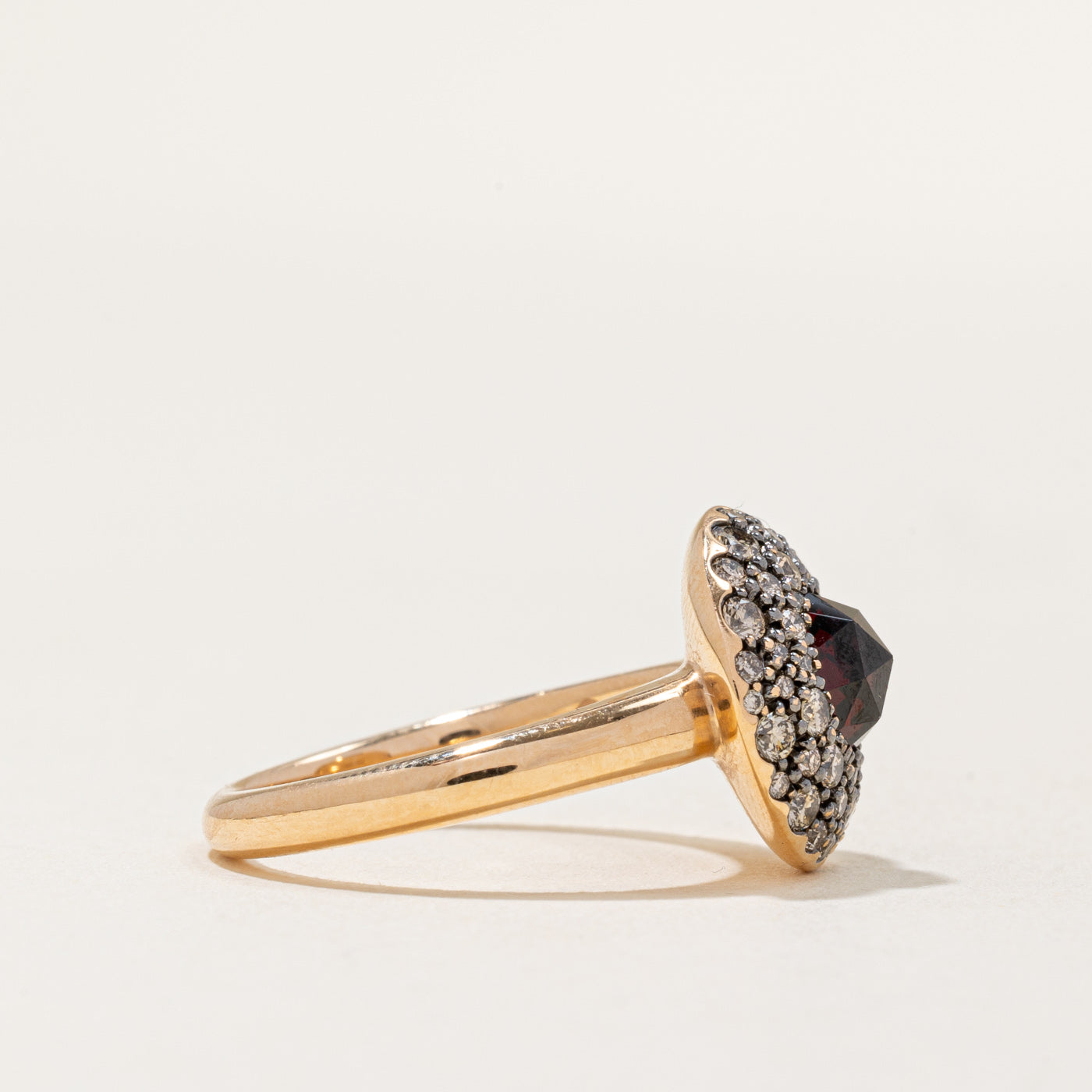 'Crivelli' Rose Cut Garnet & Diamond Ring | 0.60ct, 0.68ctw | SZ 6.25 |