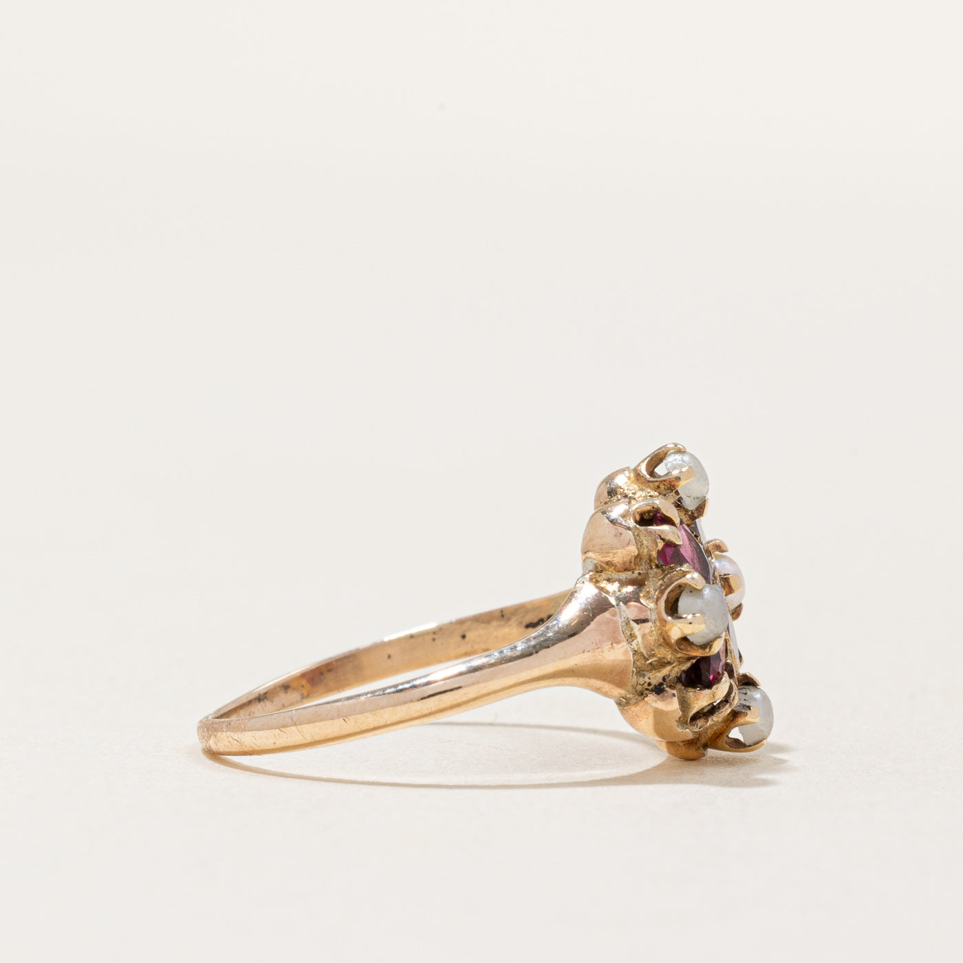 Bague vintage en tourmaline et perle | 0,60 ct | Taille 5,5 |