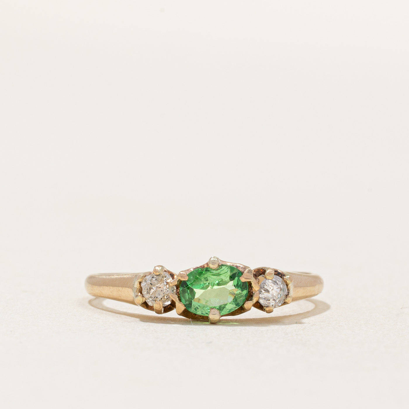 Antique Tsavorite Garnet & Diamond Ring | 0.30ct, 0.13ctw | SZ 5.25 |