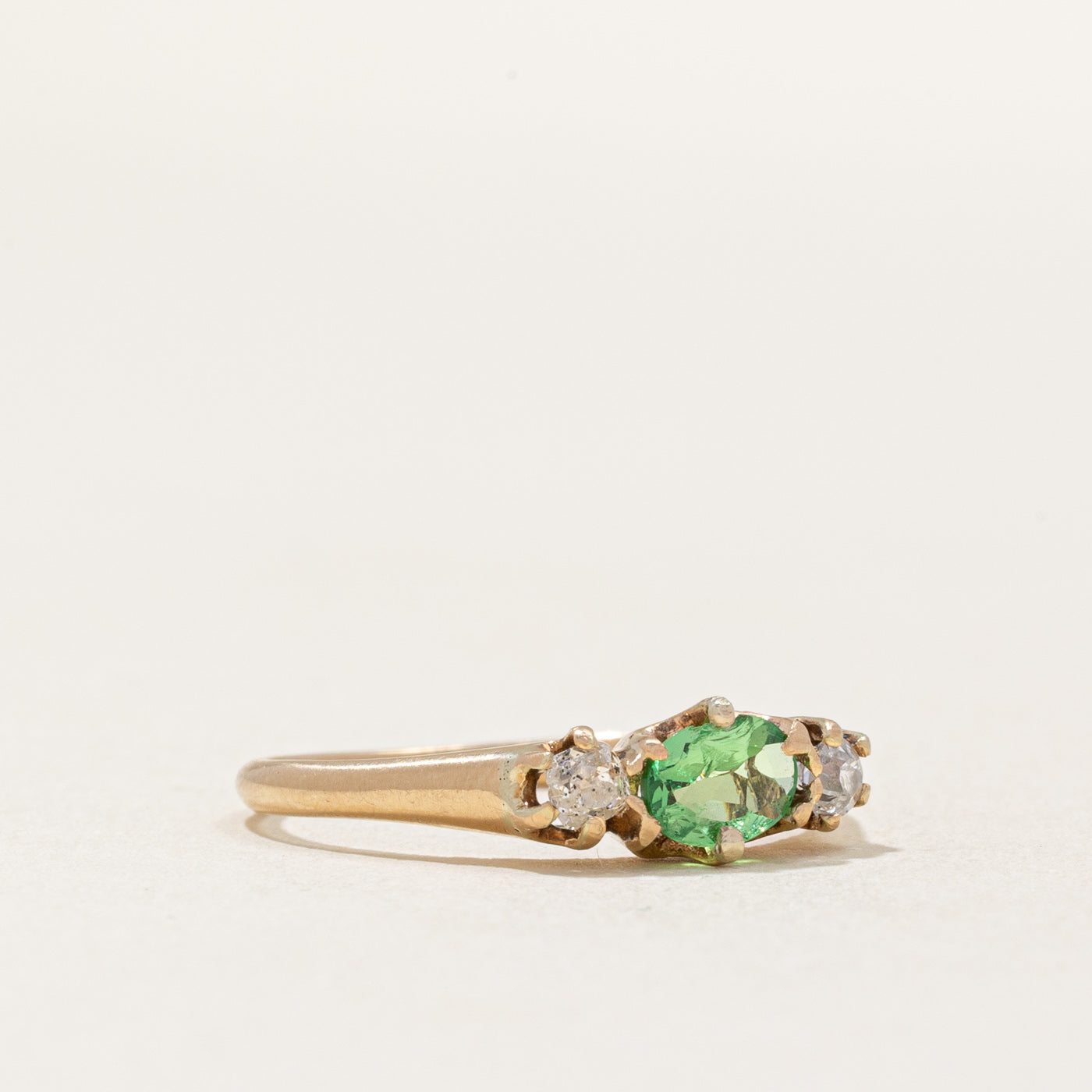 Antique Tsavorite Garnet & Diamond Ring | 0.30ct, 0.13ctw | SZ 5.25 |