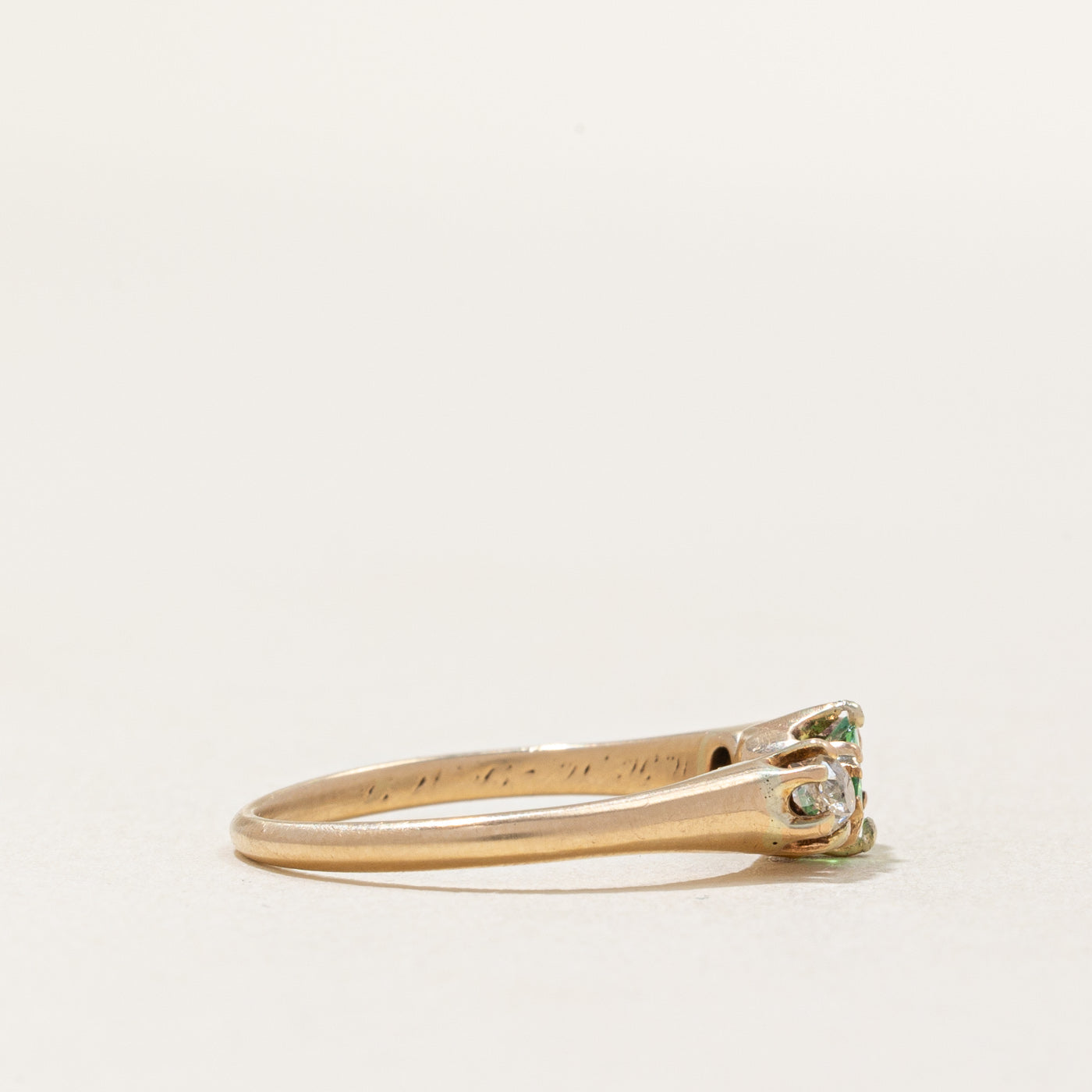 Antique Tsavorite Garnet & Diamond Ring | 0.30ct, 0.13ctw | SZ 5.25 |