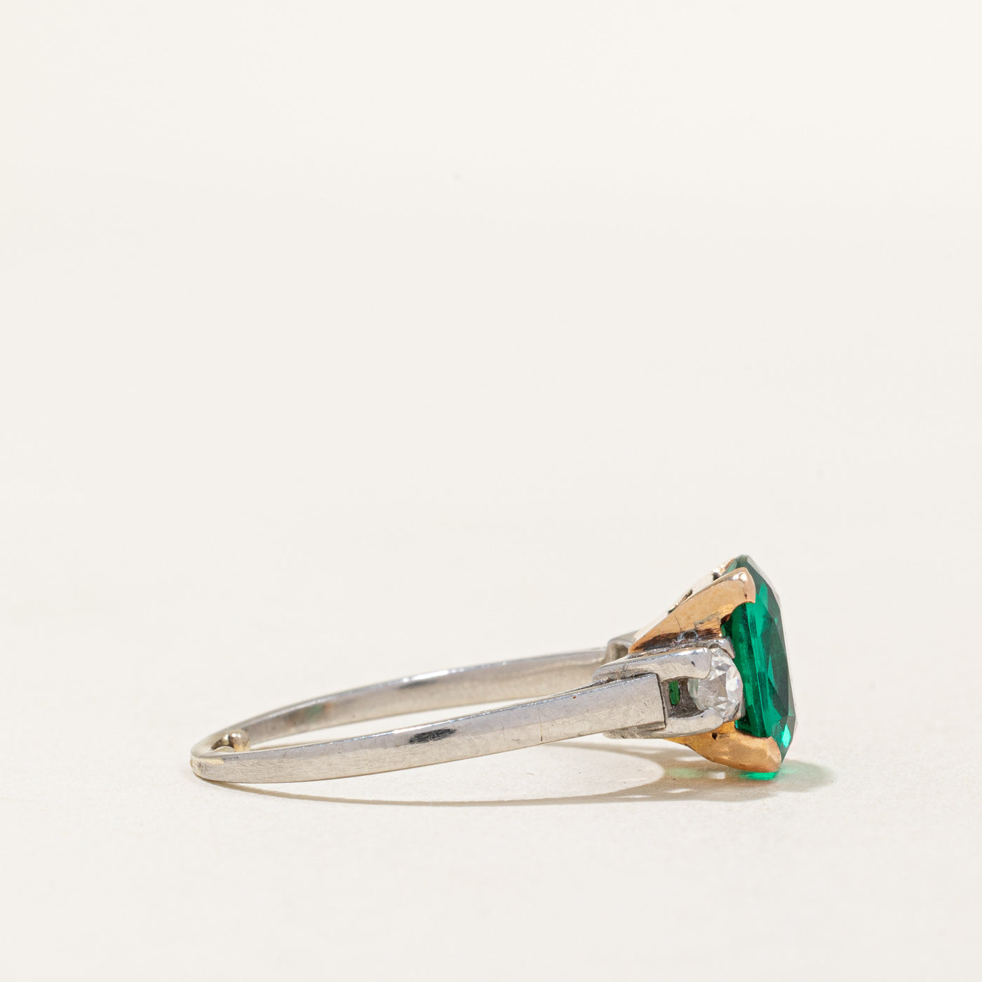 Emerald & Old Cut Diamond Ring | 2.15ct, 0.24ctw | SZ 7.5 |