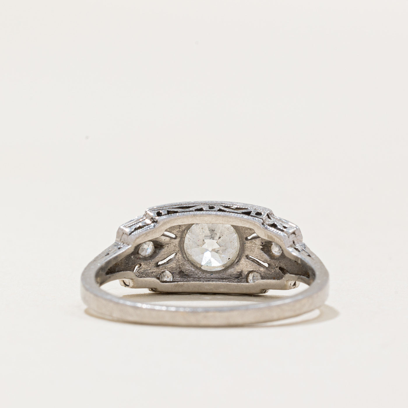 Bague Art Déco en diamant de style européen ancien | 0,58 ct VS1 G/H | Taille 7 |