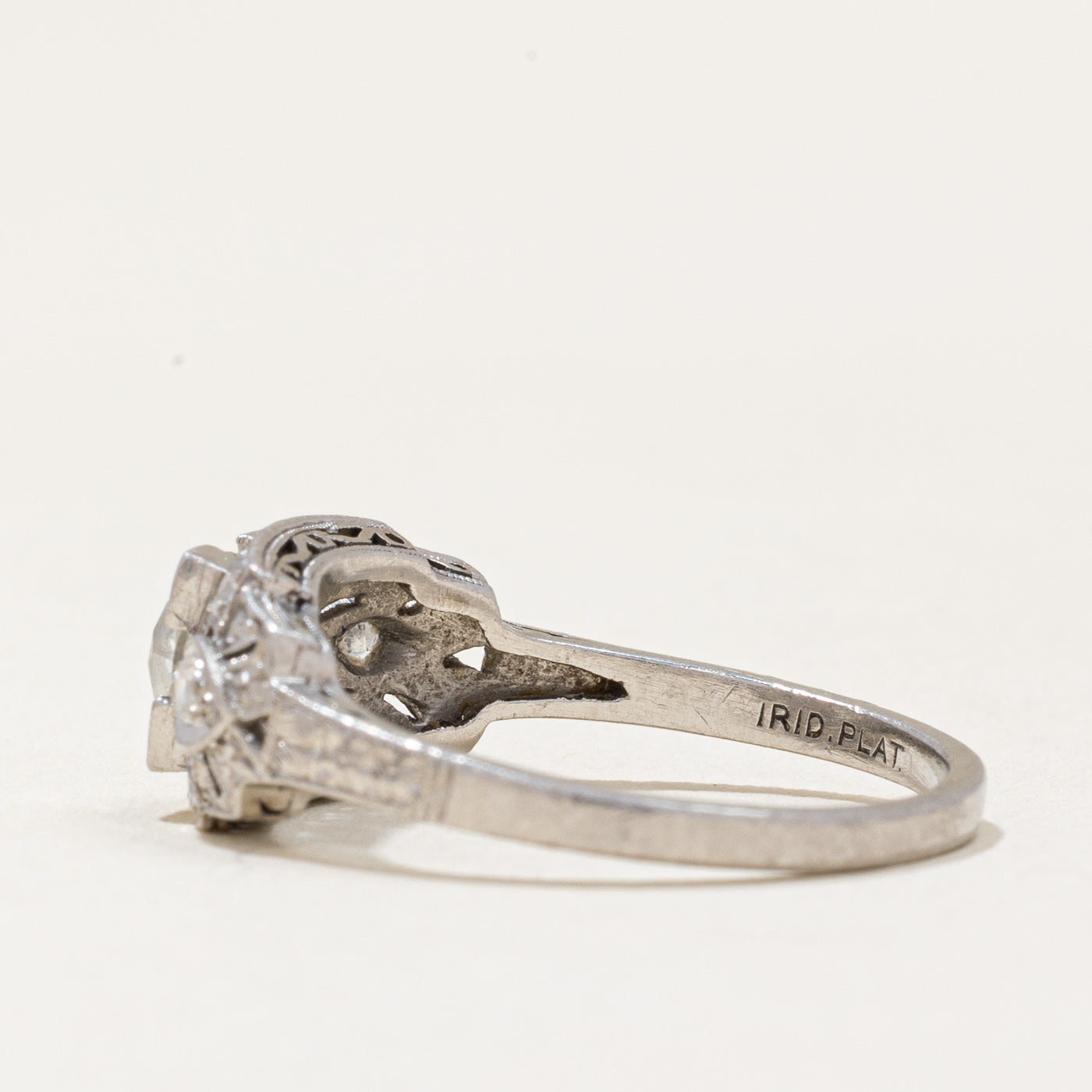 Bague Art Déco en diamant de style européen ancien | 0,58 ct VS1 G/H | Taille 7 |