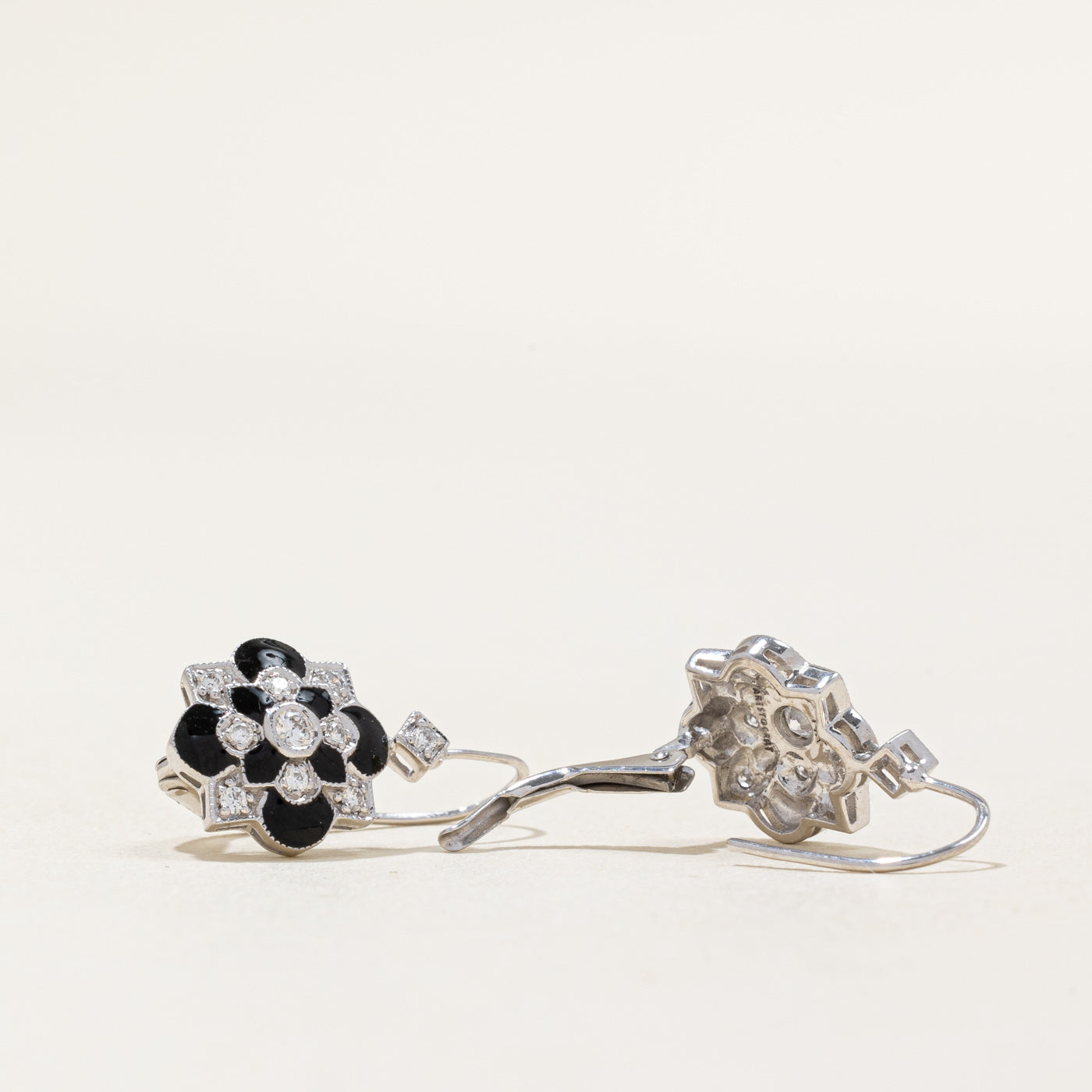 Diamond & Black Enamel Earrings | 0.24ctw |
