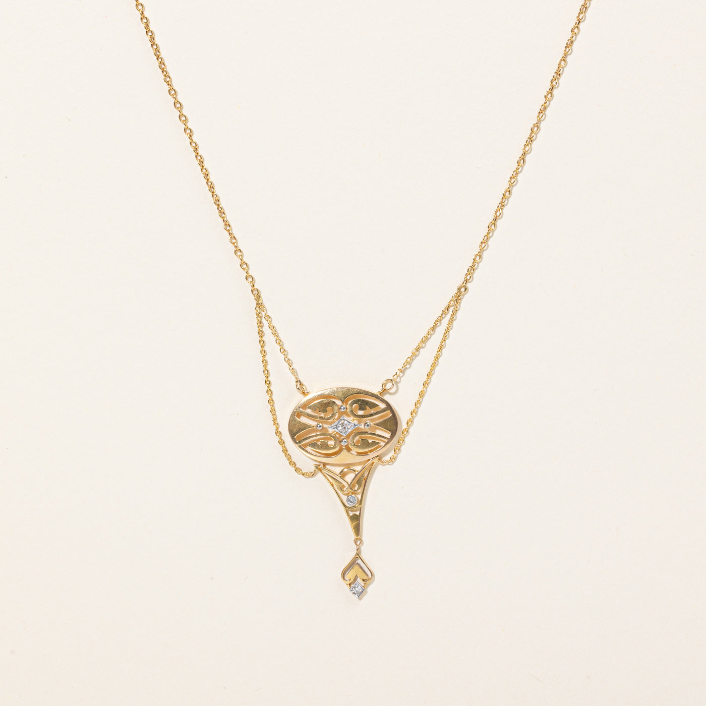 Old European Cut Diamond Pendant Necklace | 0.12ctw | 16" |